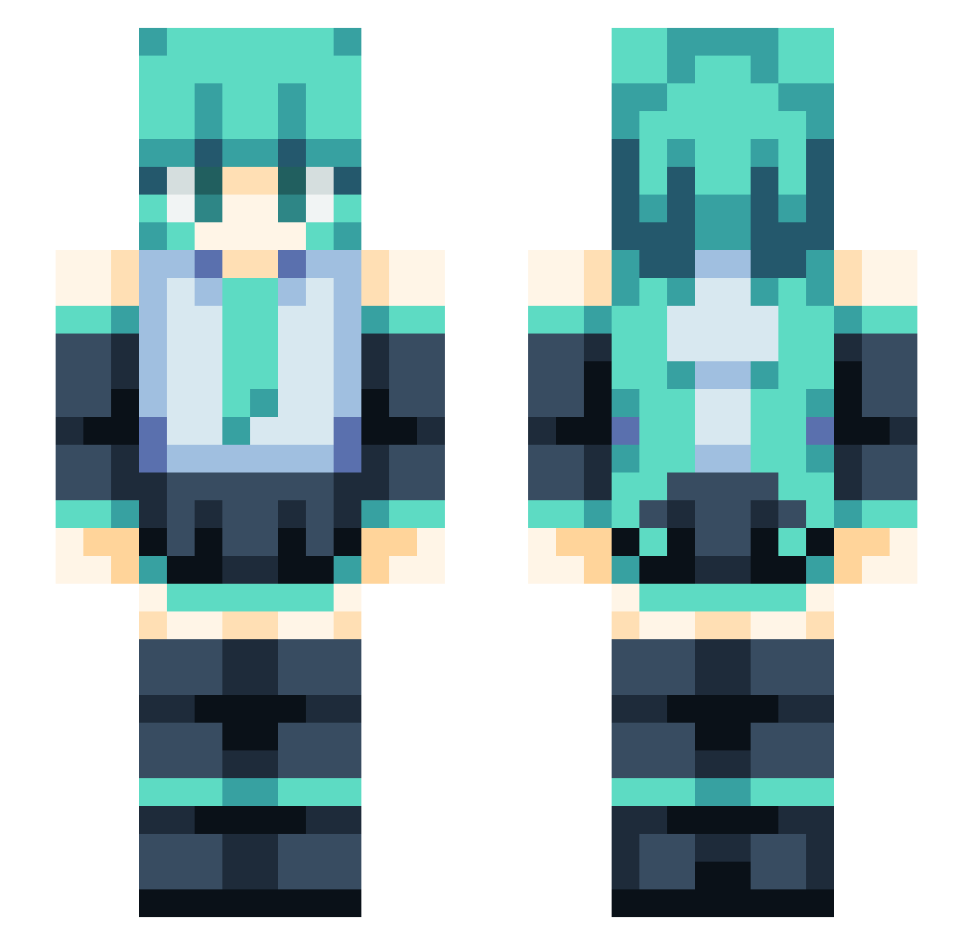 WormGaming Minecraft skin, front and back view