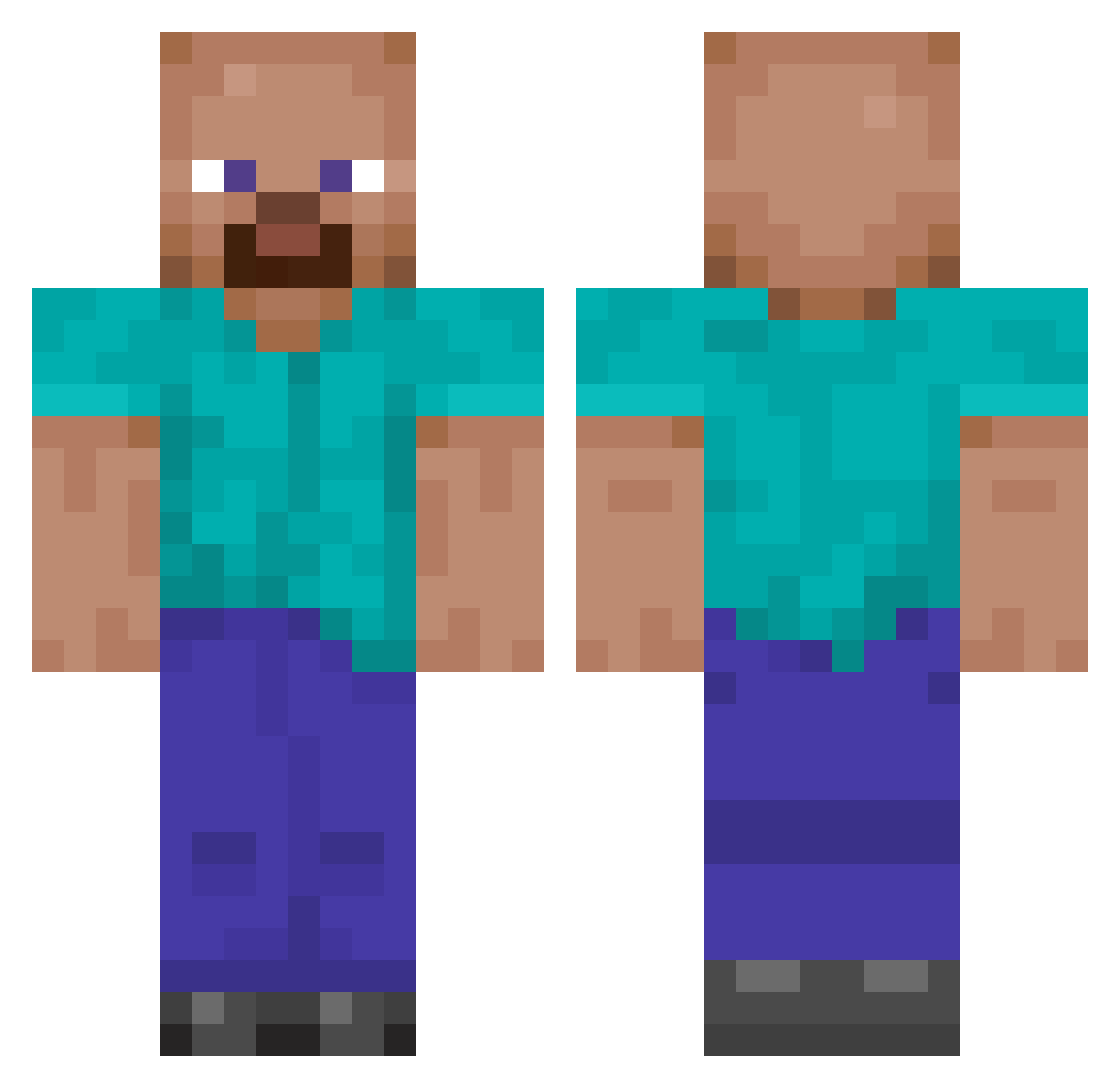 RealMasha Minecraft skin, front and back view