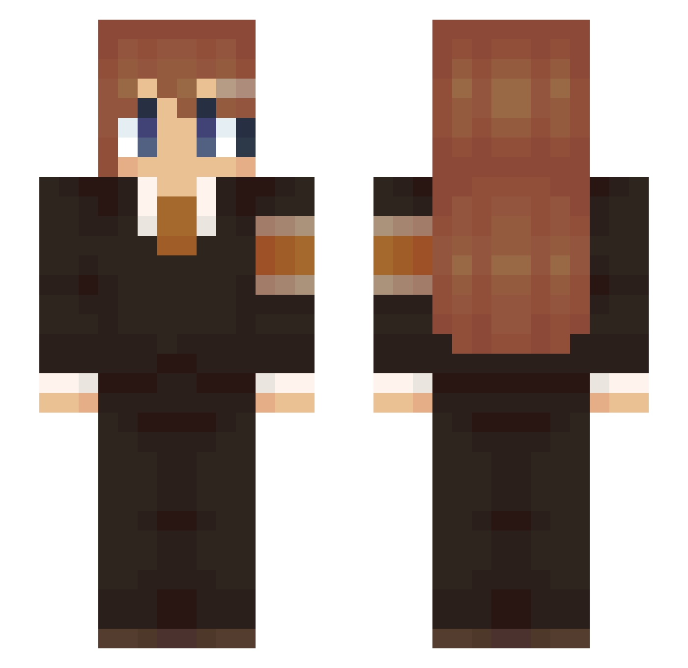 Vickcelmare Minecraft skin, front and back view
