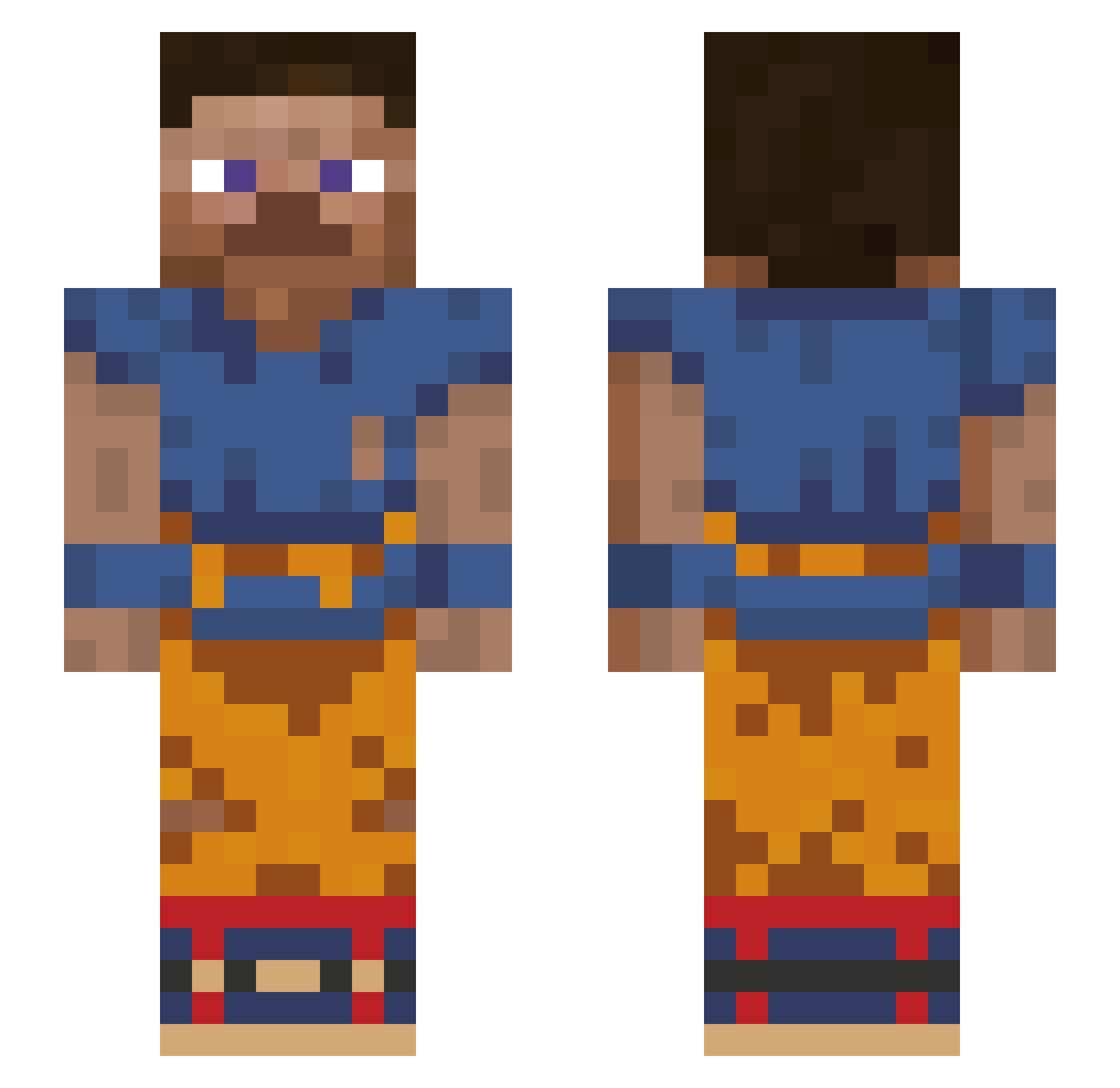 Cahrr Minecraft skin, front and back view
