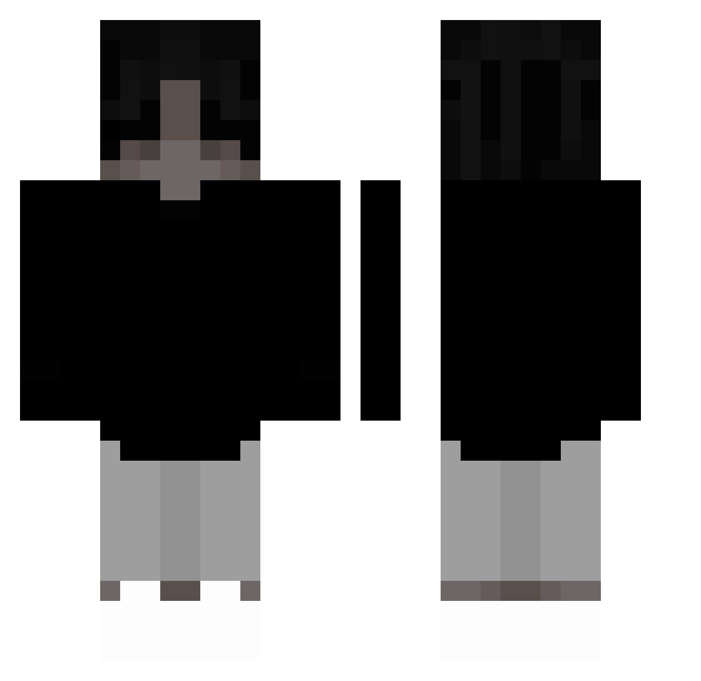 xPleasured Minecraft skin, front and back view