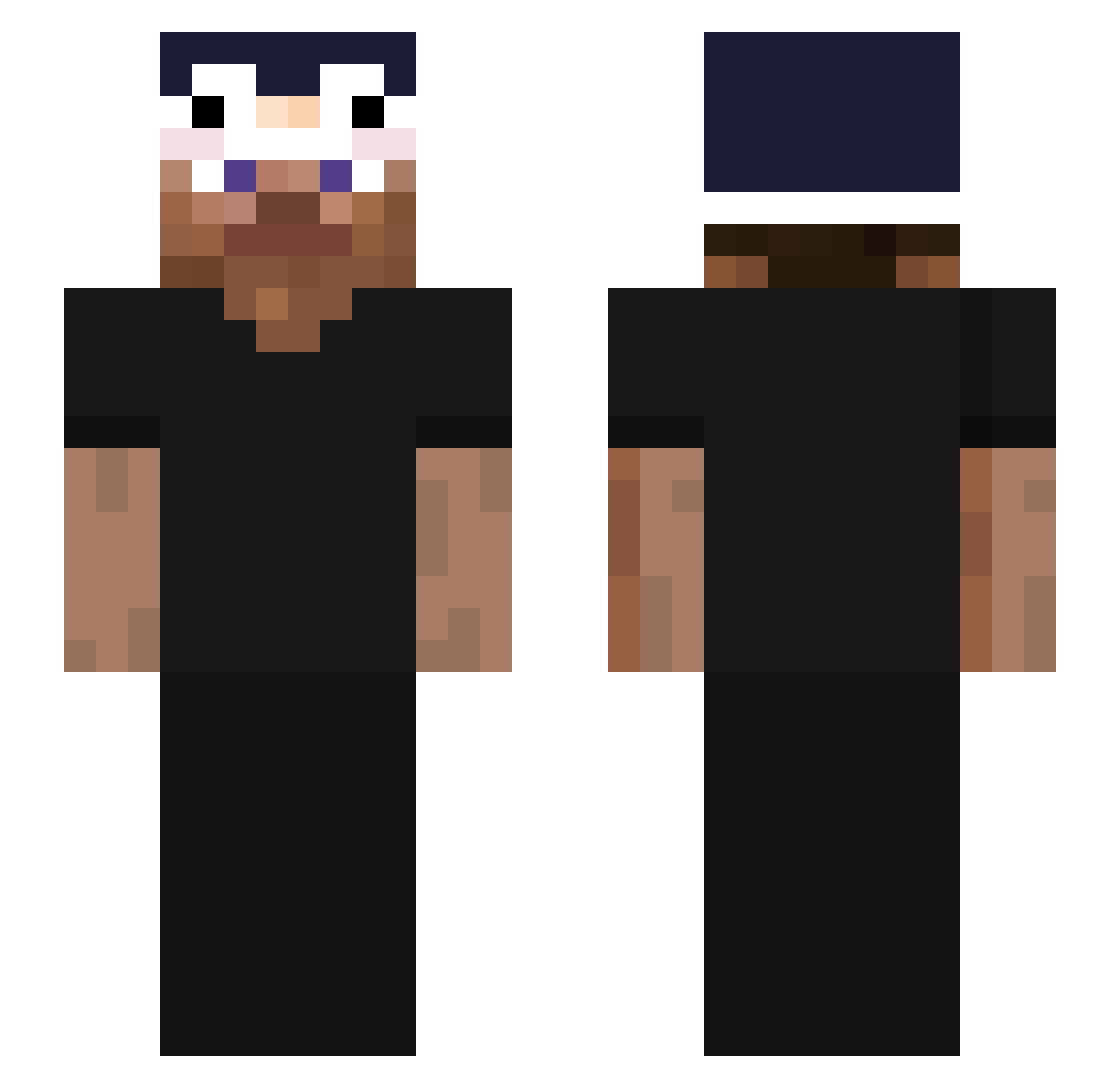 Locomudo Minecraft skin, front and back view