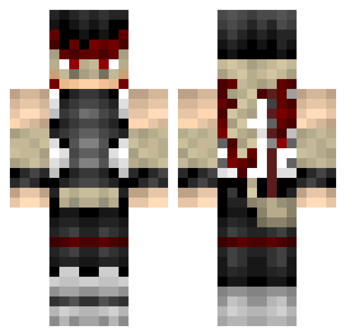 NoRespectForYou Minecraft skin, front and back view