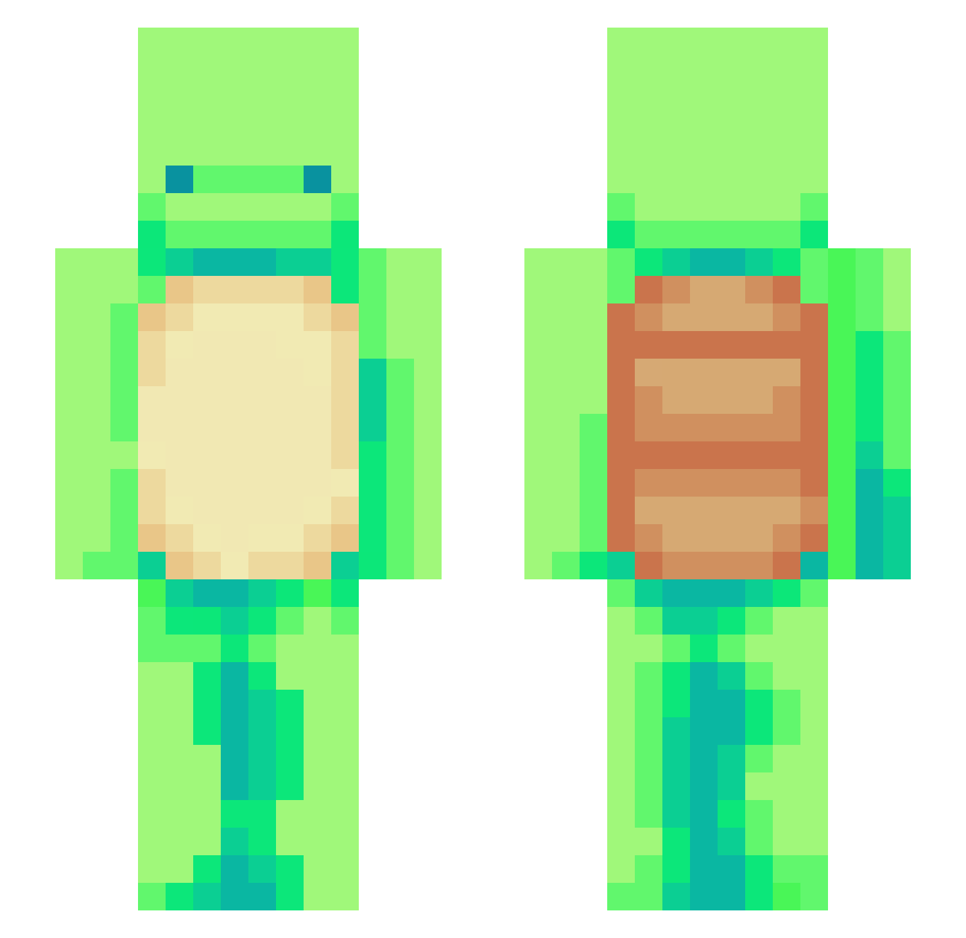 VibingToMusic Minecraft skin, front and back view