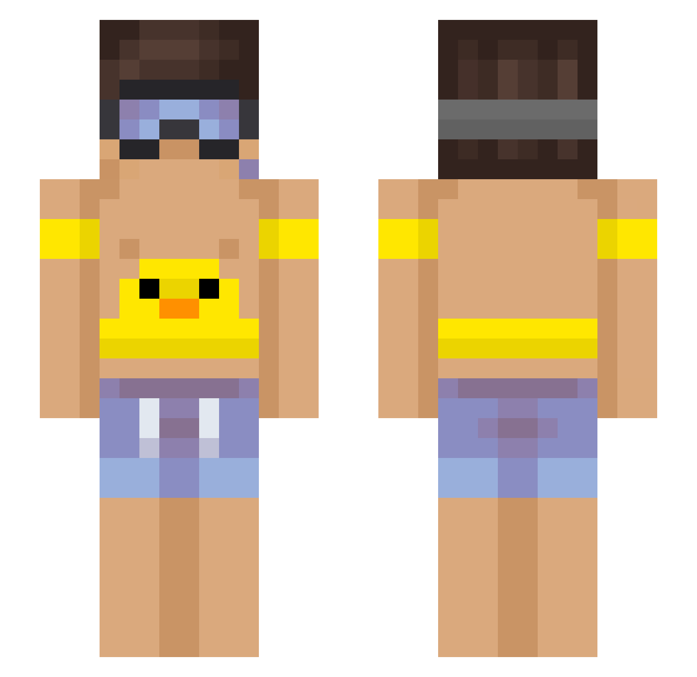 memeorials Minecraft skin, front and back view