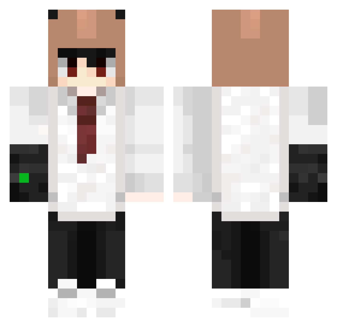 FunnO Minecraft skin, front and back view
