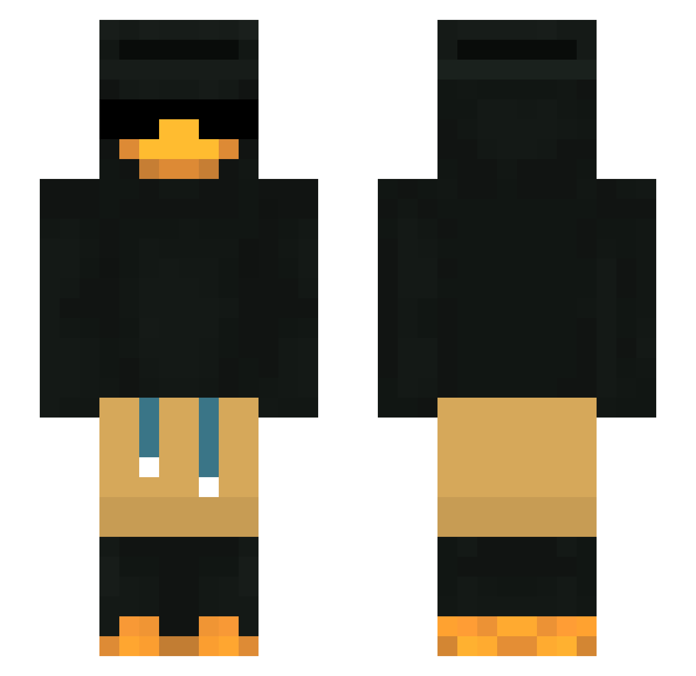 Practical Minecraft skin, front and back view