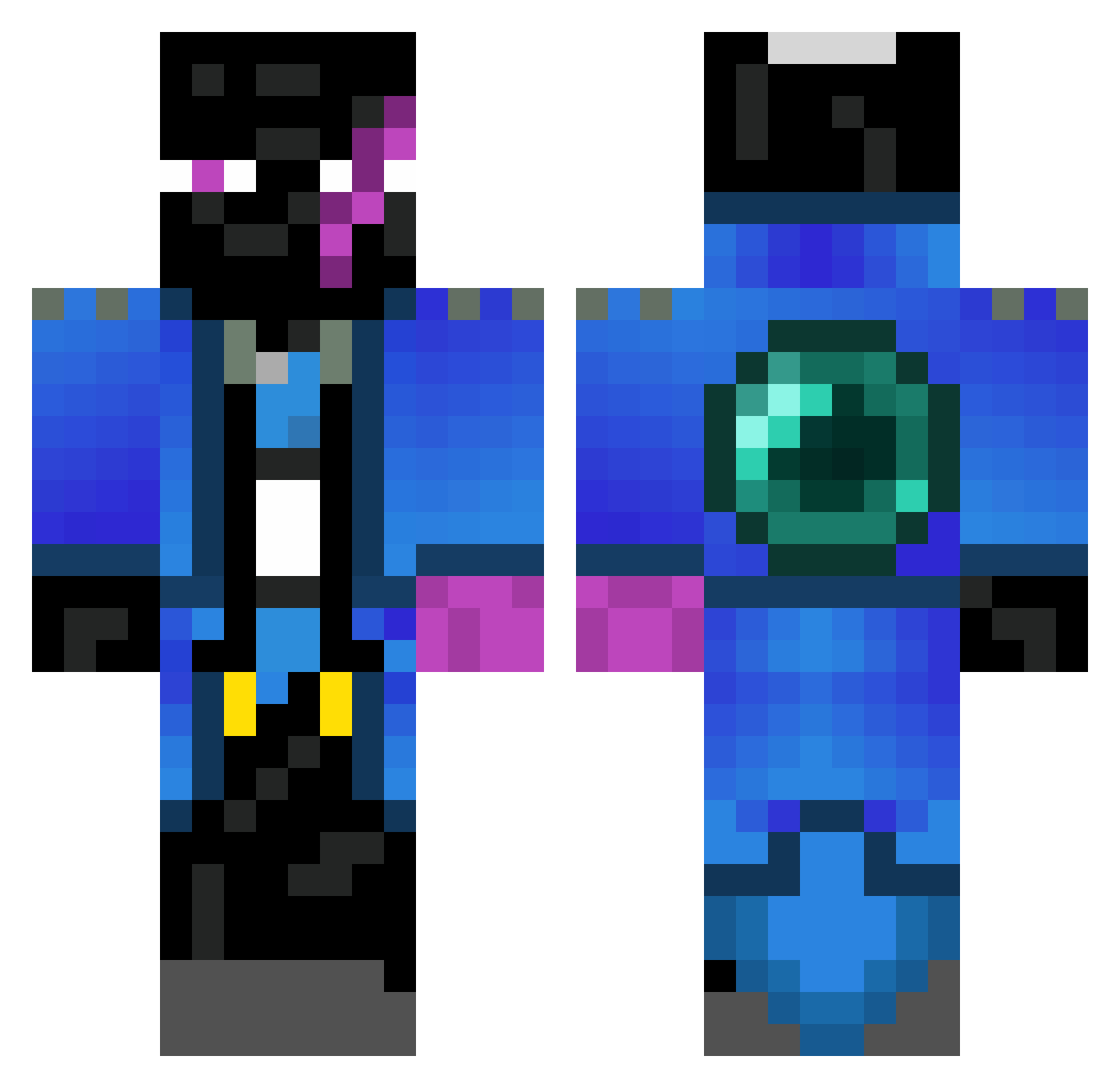 Diander Minecraft skin, front and back view