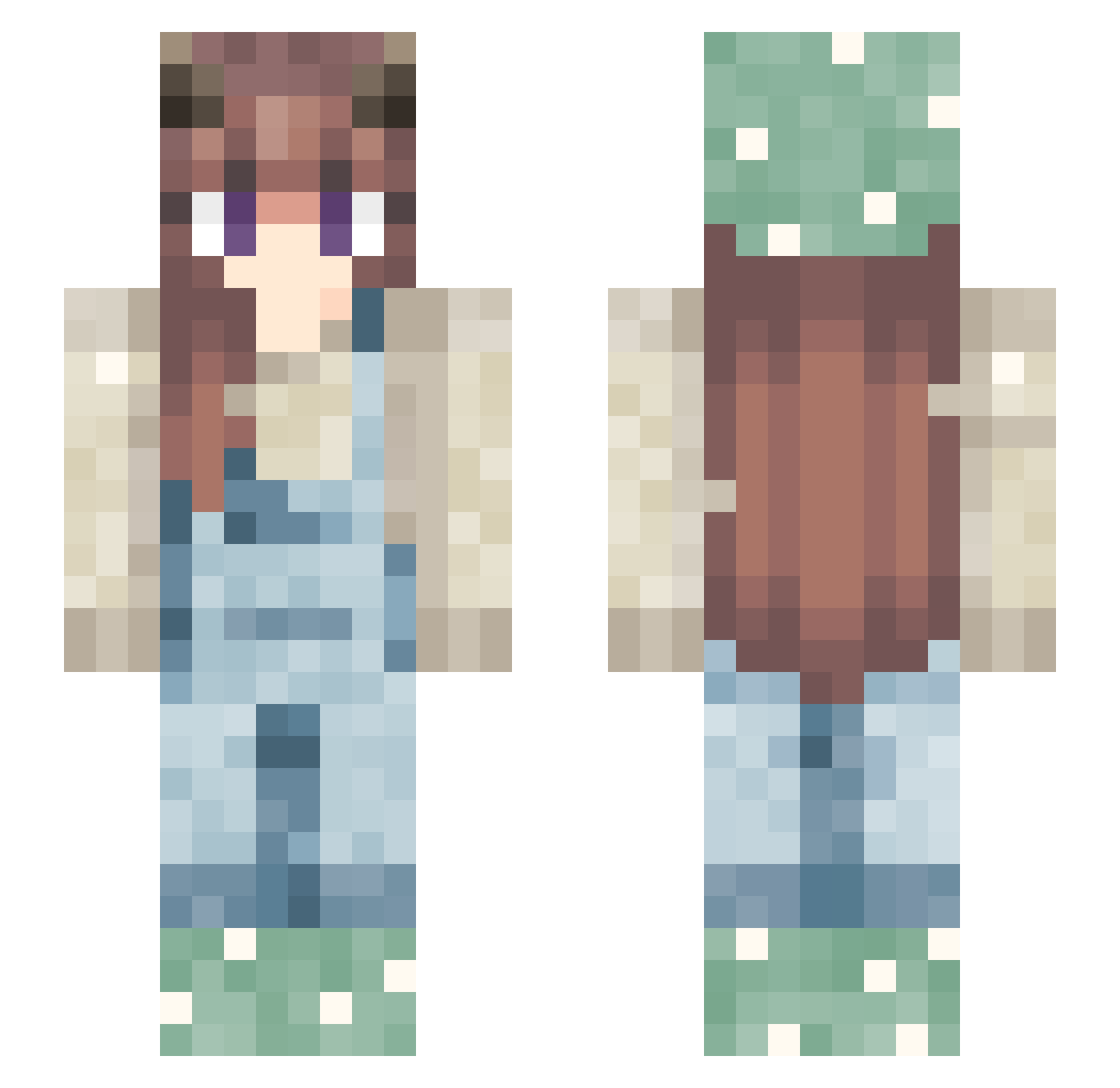 lorebas Minecraft skin, front and back view