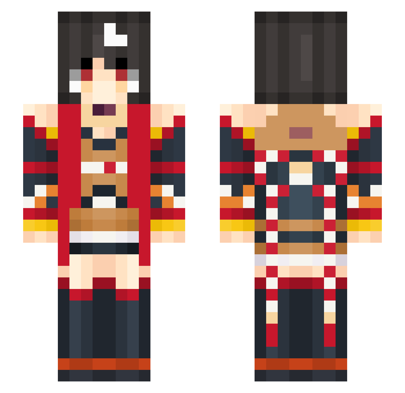 kisatanBLACK Minecraft skin, front and back view