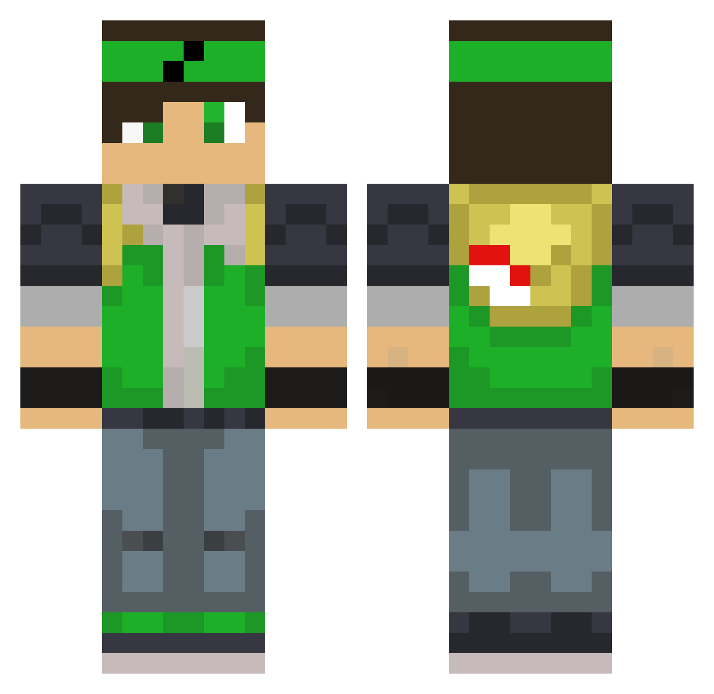 Trentacles Minecraft skin, front and back view
