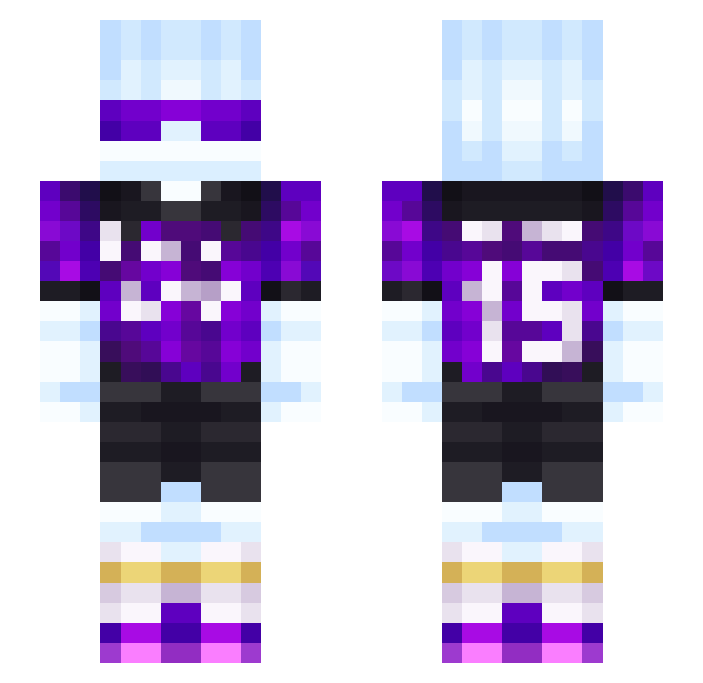 C10WD Minecraft skin, front and back view