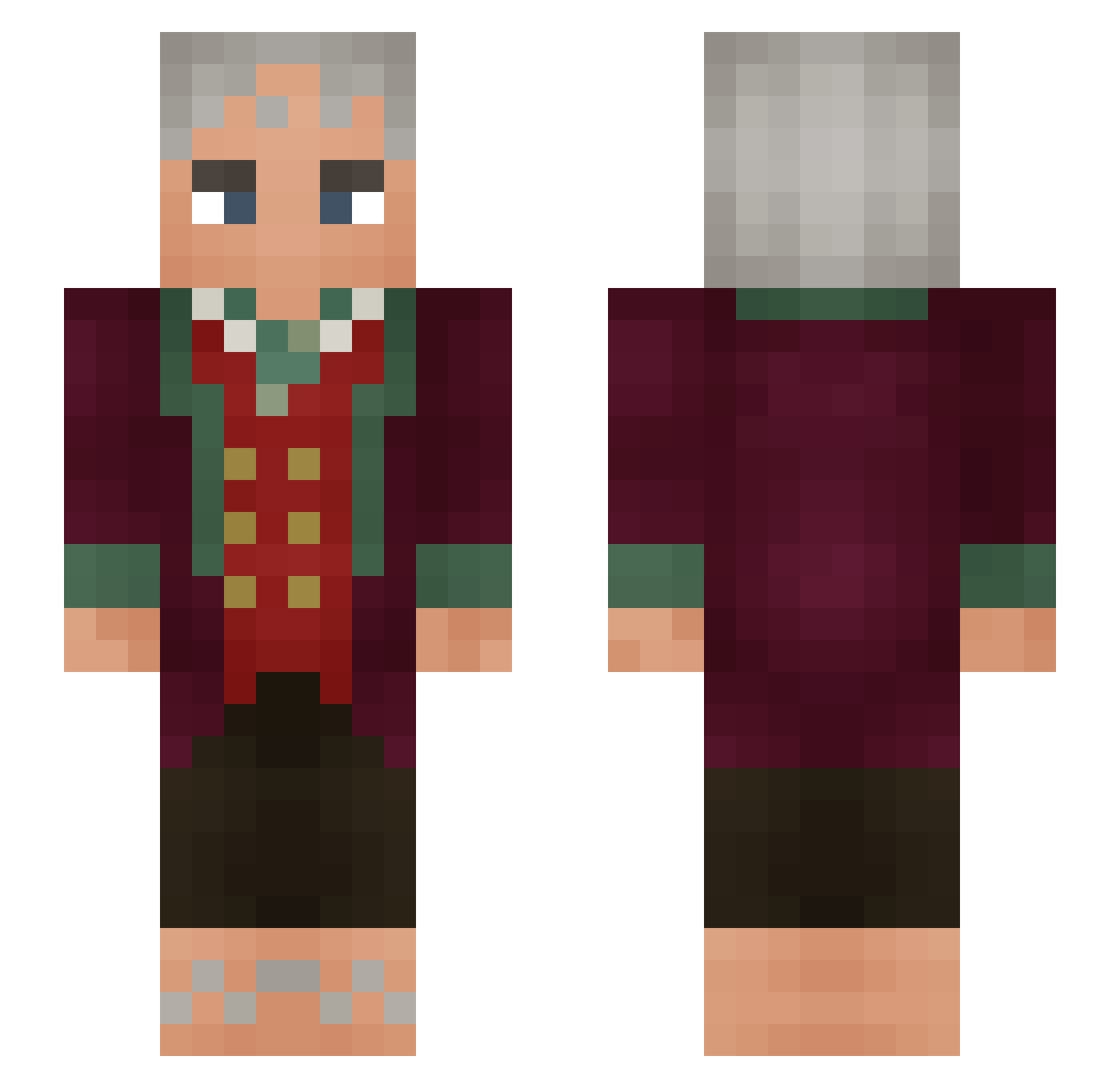 Whyne Minecraft skin, front and back view