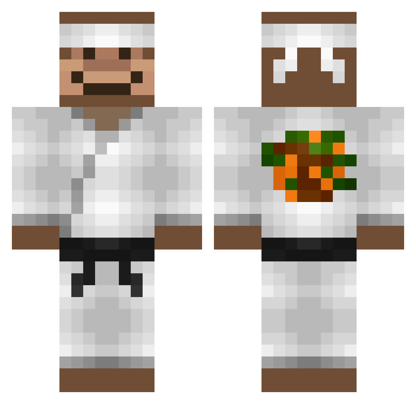 Kubbell Minecraft skin, front and back view