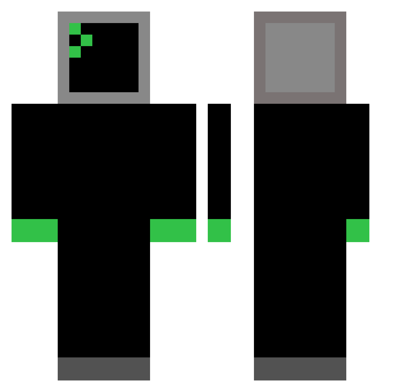 scatrat Minecraft skin, front and back view