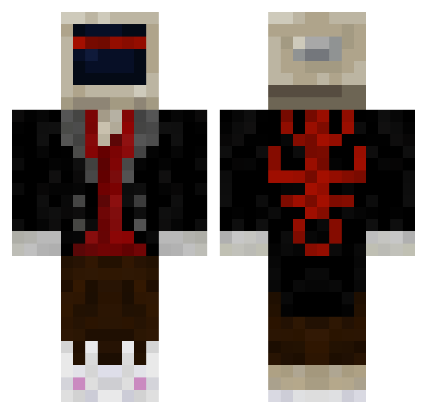 SpitFyrr Minecraft skin, front and back view