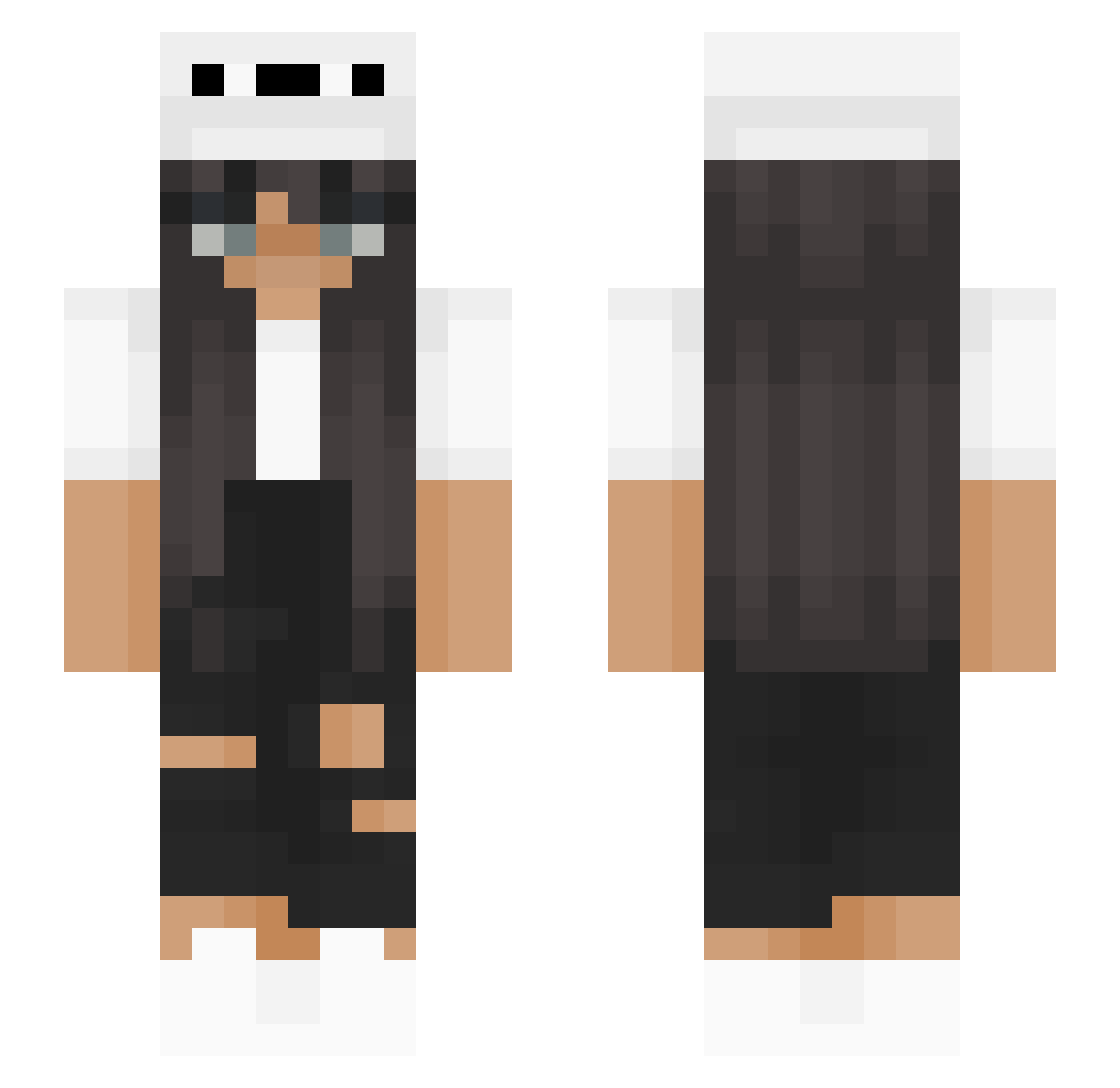 Evicting Minecraft skin, front and back view