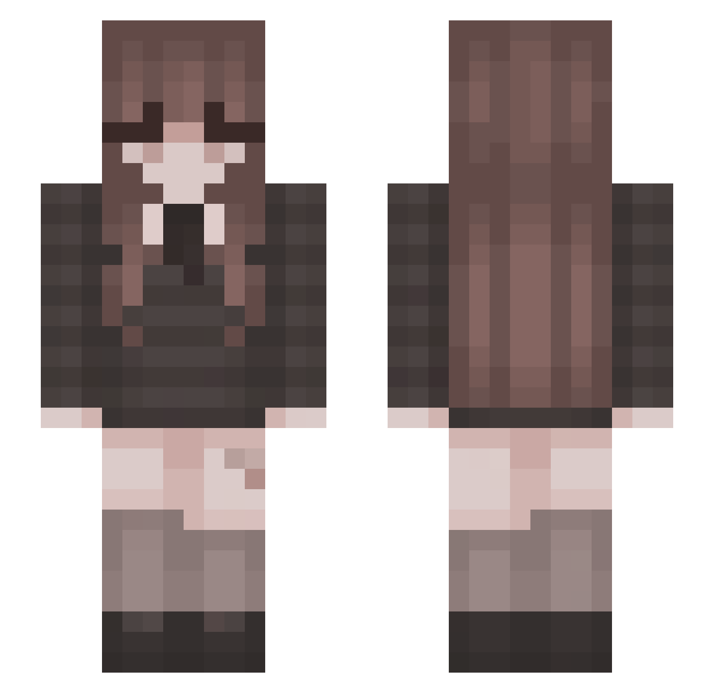 Juliana112 Minecraft skin, front and back view