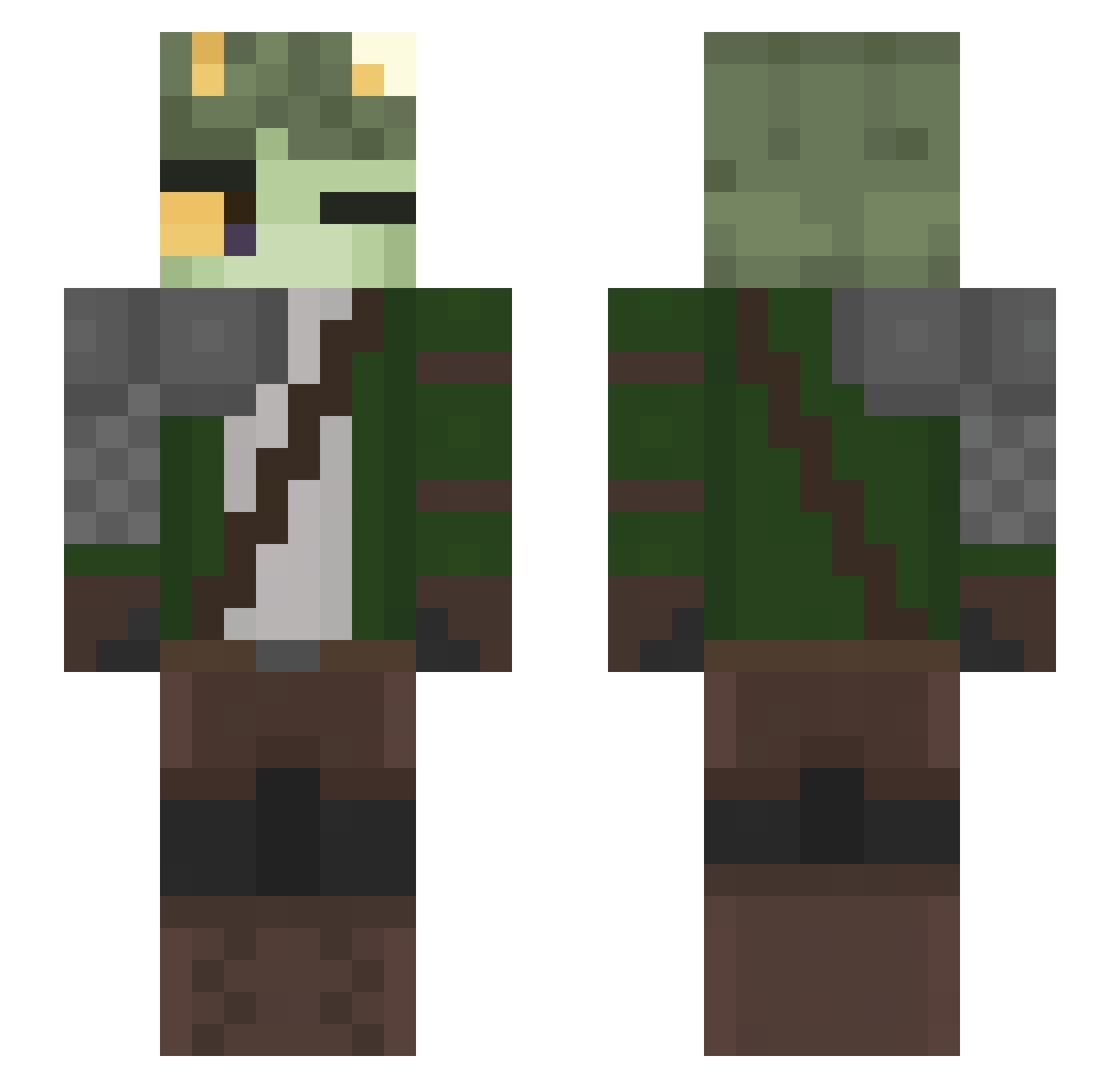 MarkedGecko Minecraft skin, front and back view