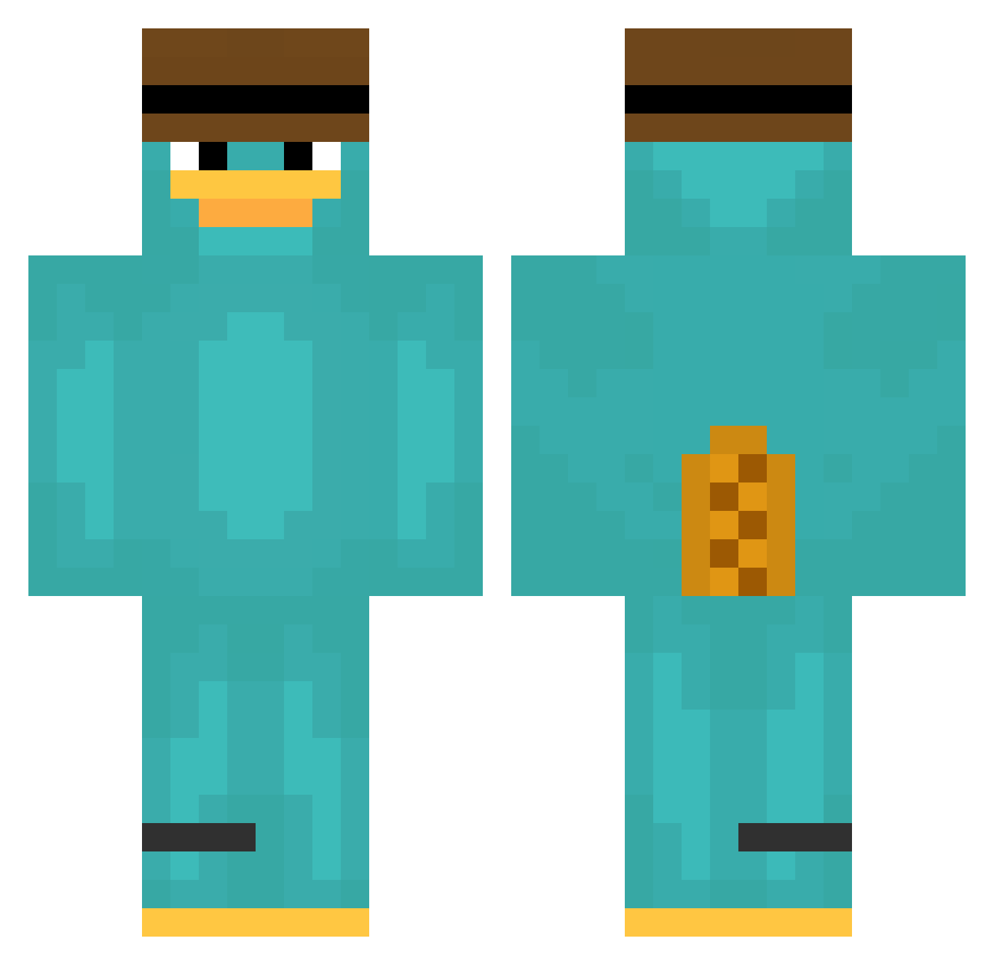 proKARTIS Minecraft skin, front and back view