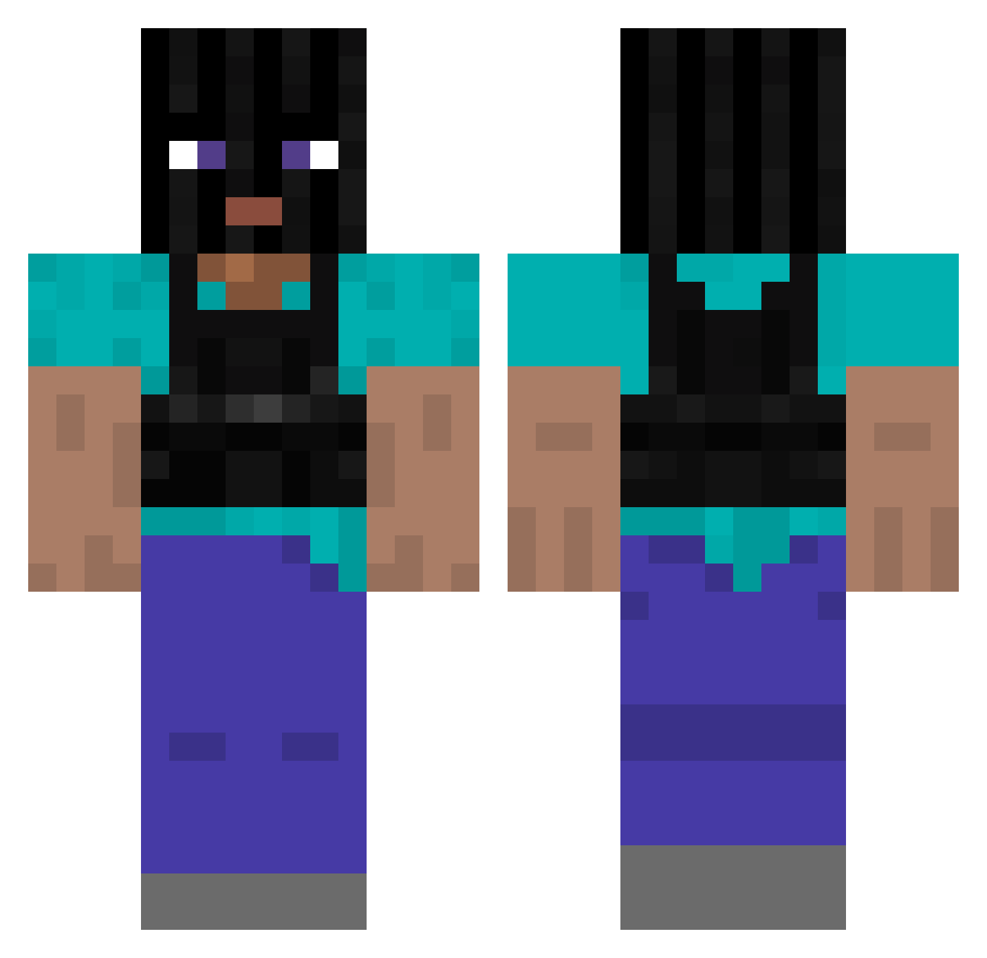 FakeRockstar Minecraft skin, front and back view