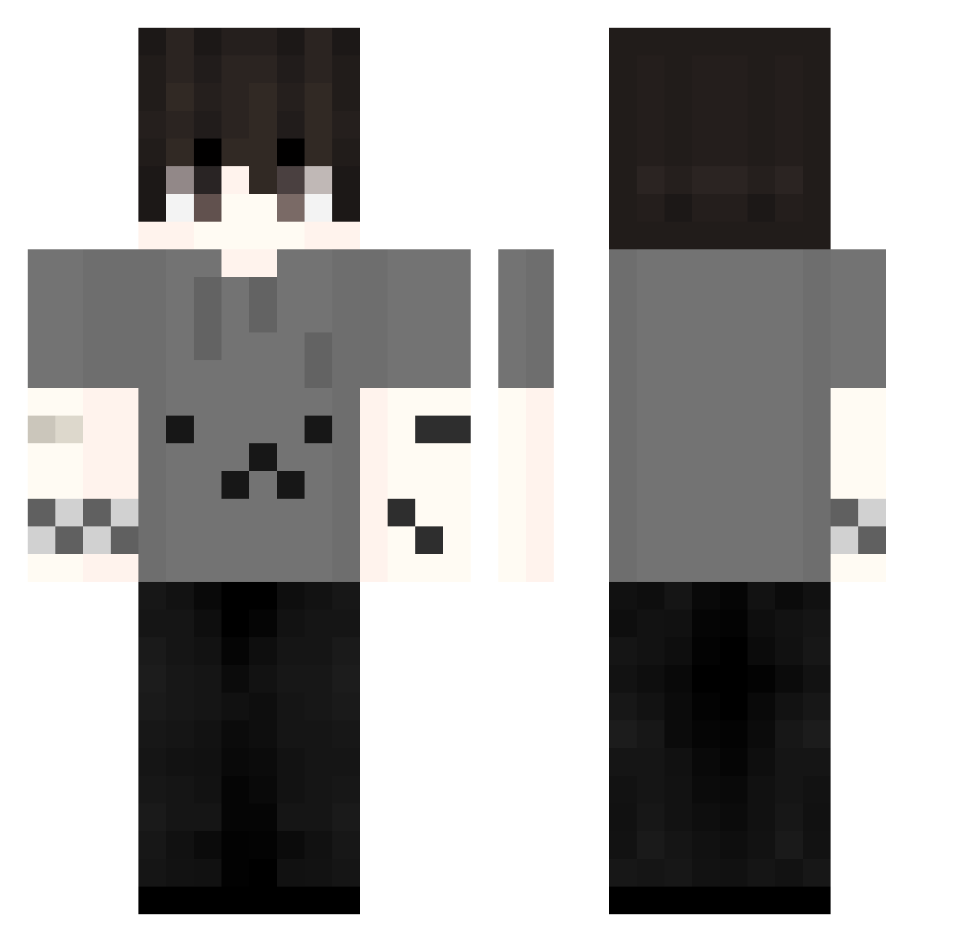 herhedless Minecraft skin, front and back view