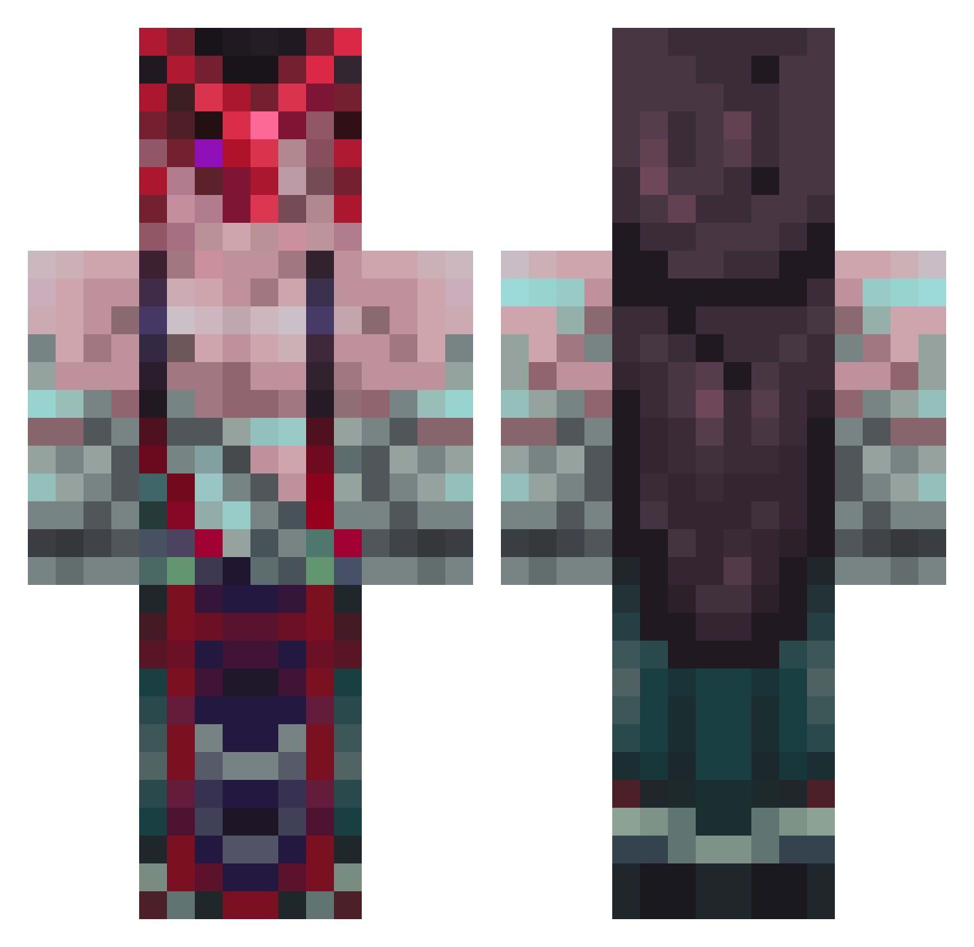 zzang9 Minecraft skin, front and back view