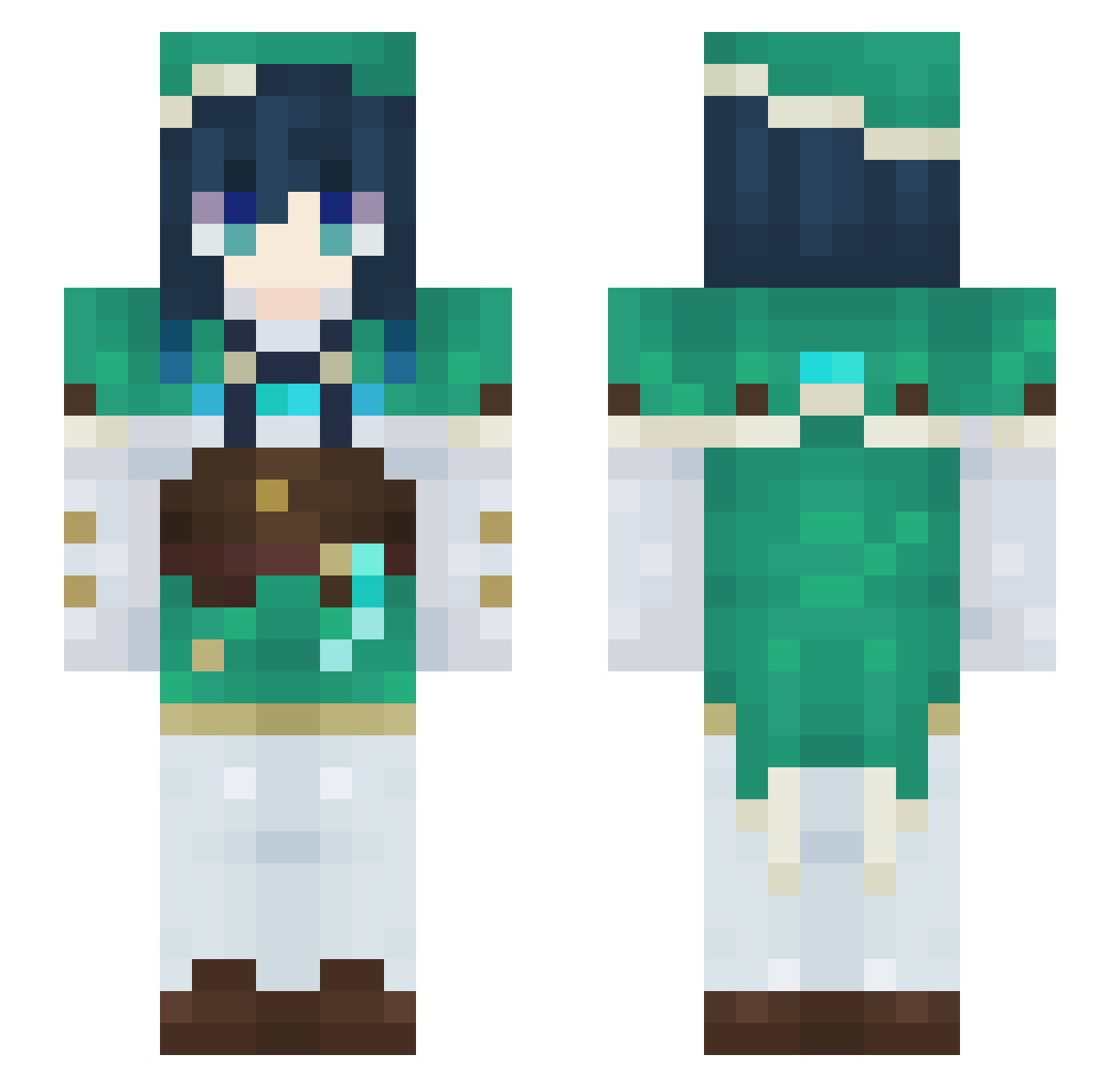 Lunmio Minecraft skin, front and back view