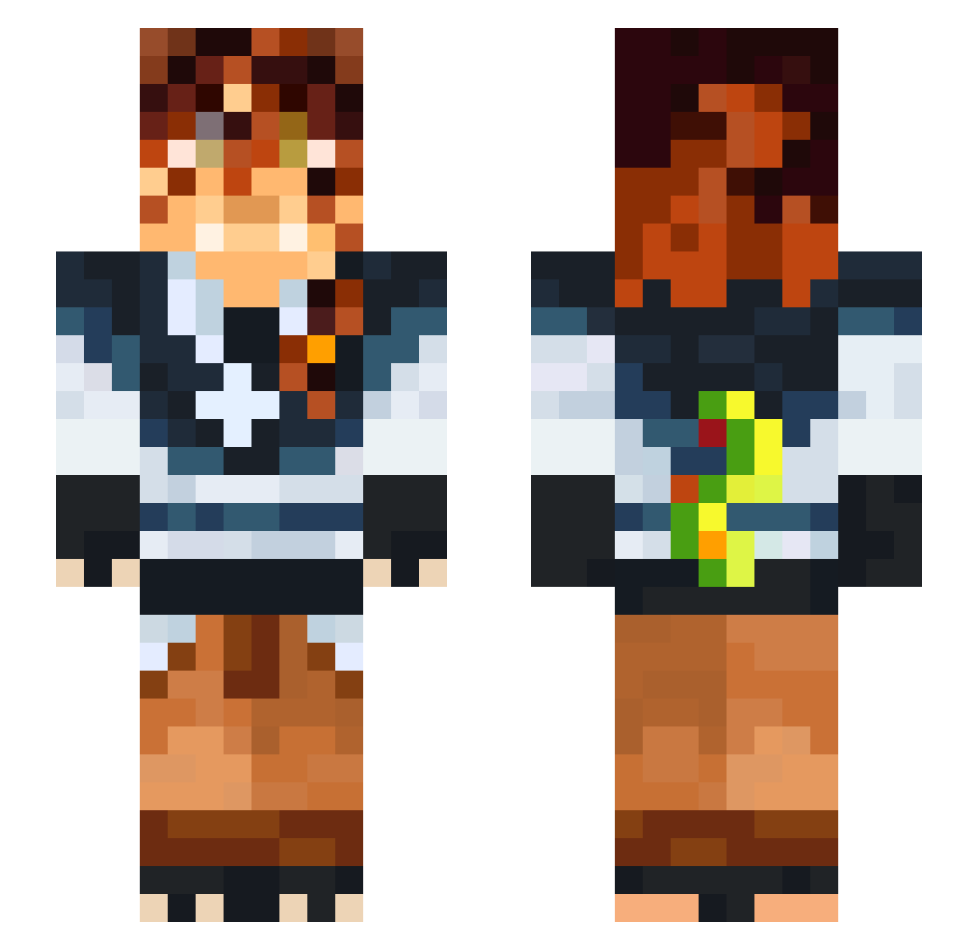 Abendfeder Minecraft skin, front and back view