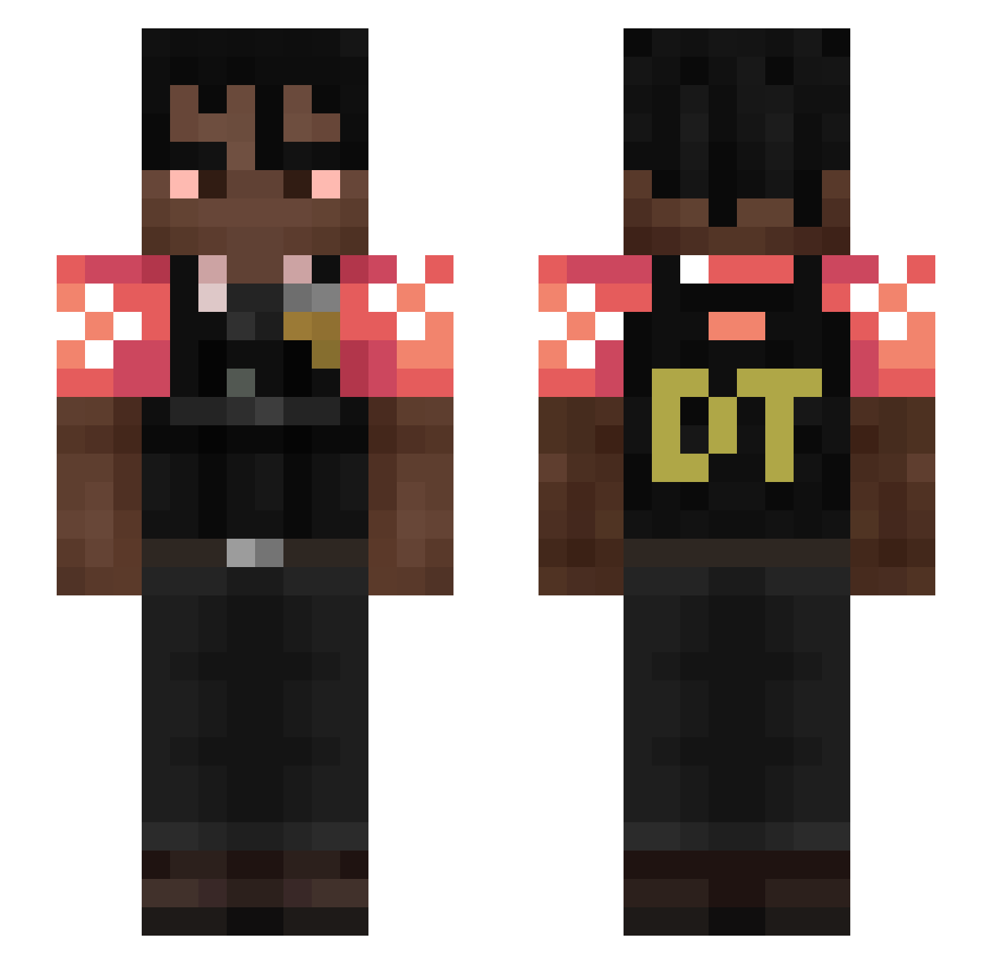 xHaterx Minecraft skin, front and back view