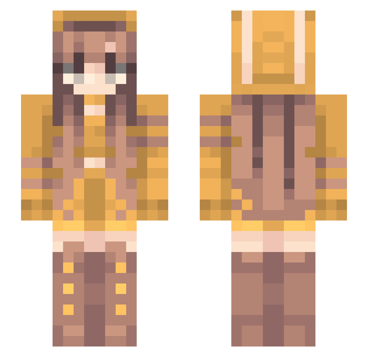 Lensing Minecraft skin, front and back view