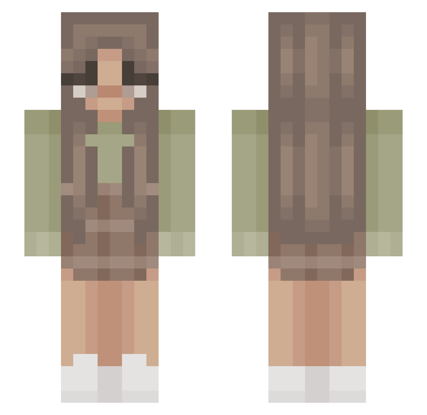 Unicatycorn Minecraft skin, front and back view