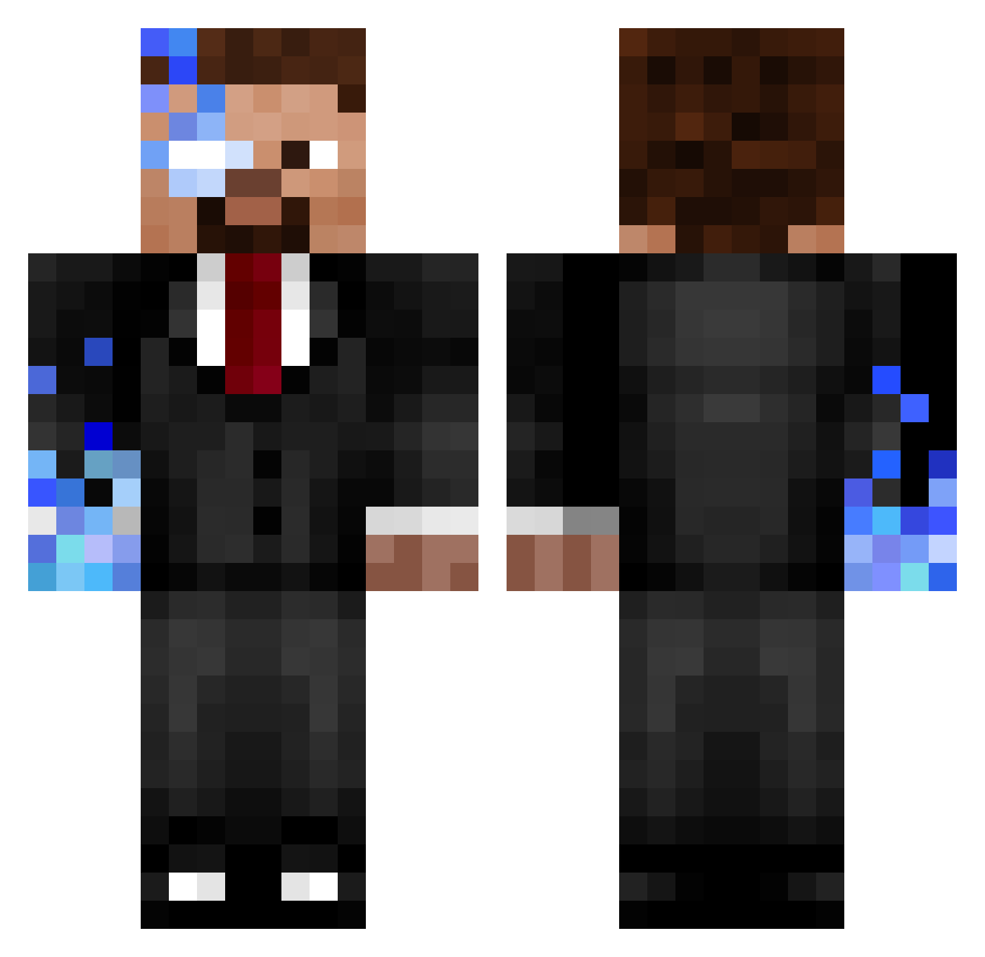 Roboven Minecraft skin, front and back view