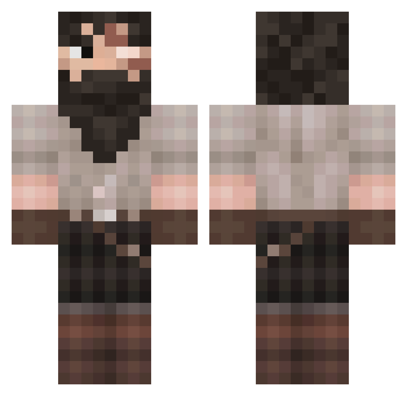Vegetizi Minecraft skin, front and back view
