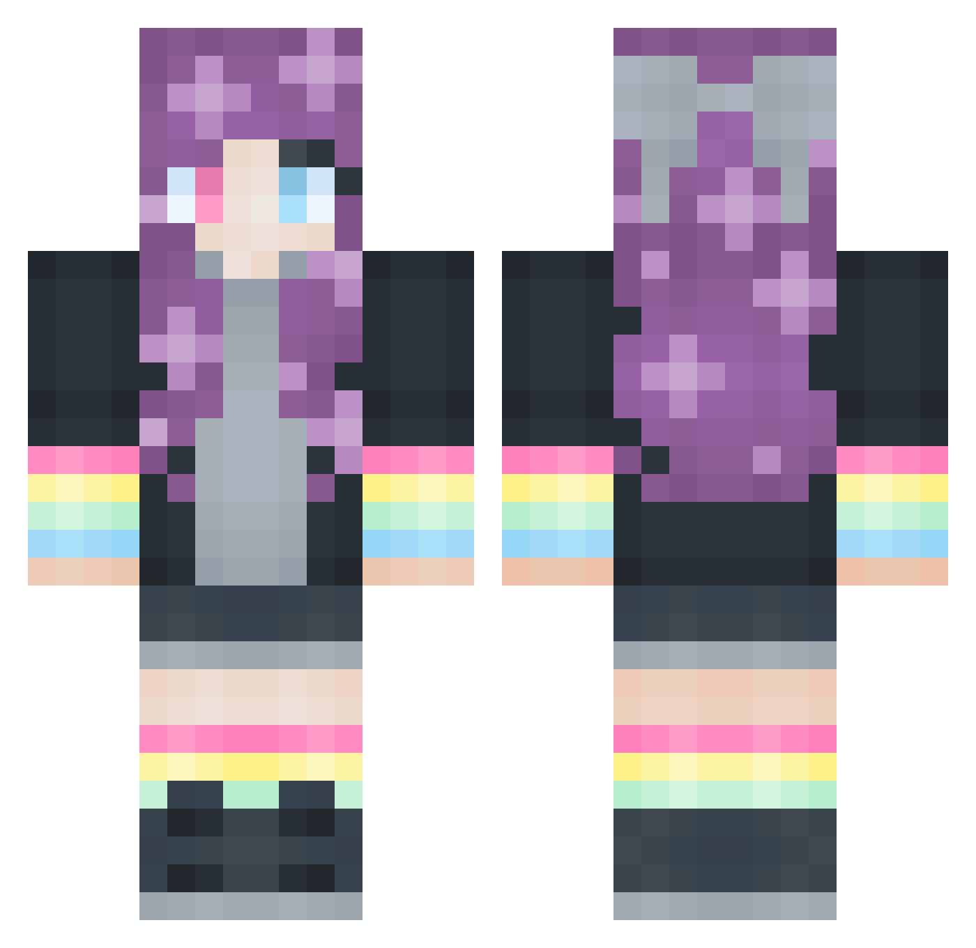 Reclassification Minecraft skin, front and back view