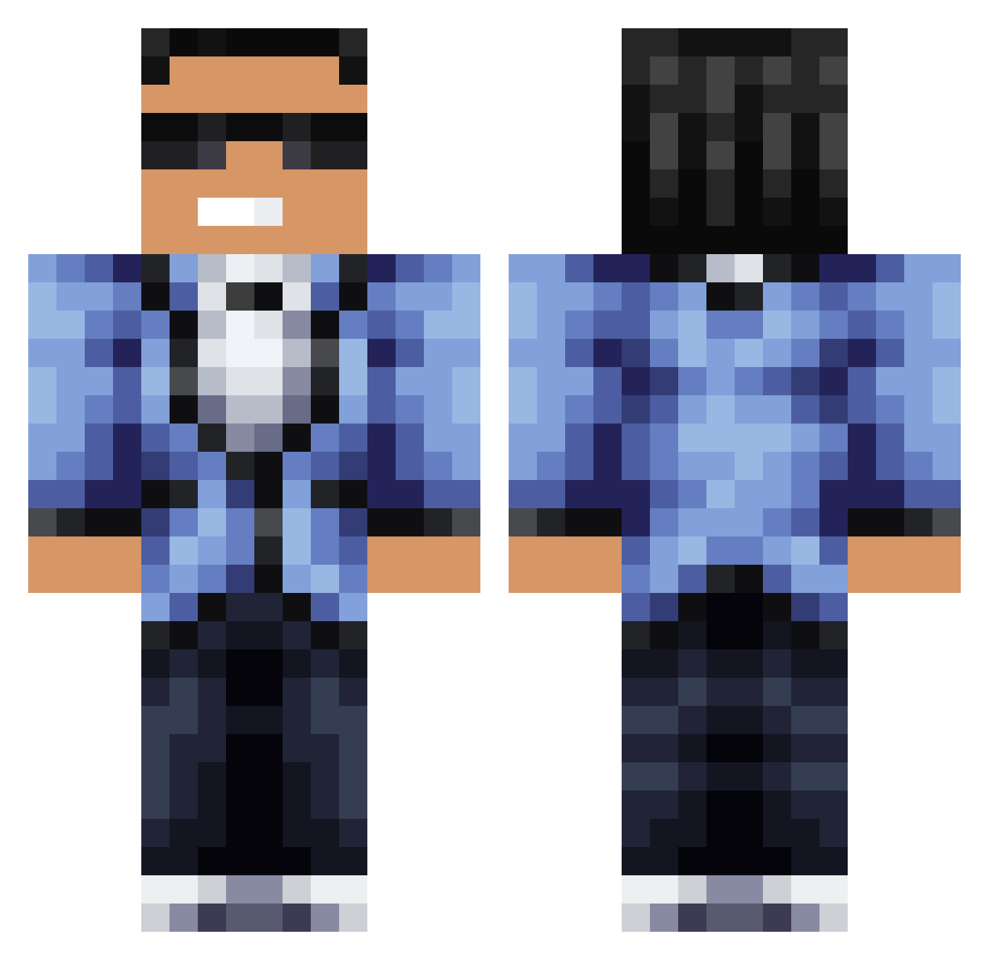 Motherer Minecraft skin, front and back view
