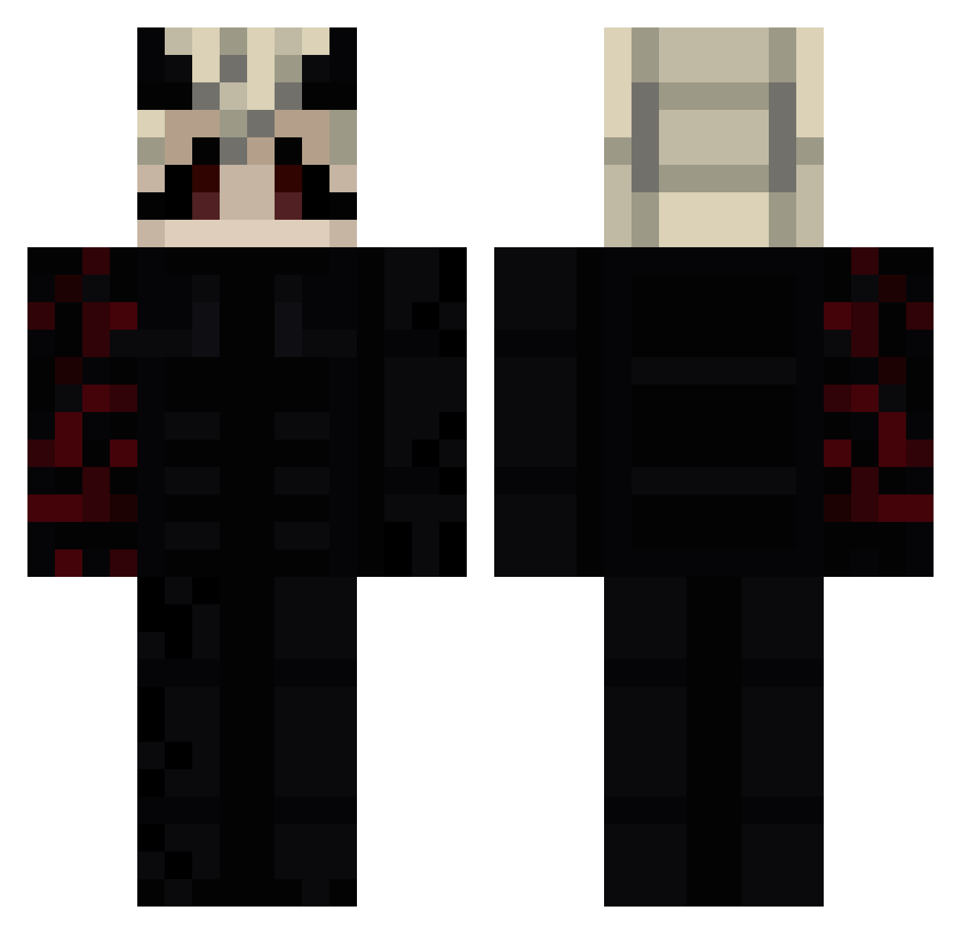 PokerMasked Minecraft skin, front and back view