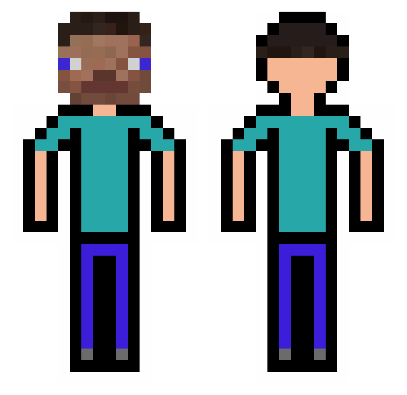 Iastt Minecraft skin, front and back view