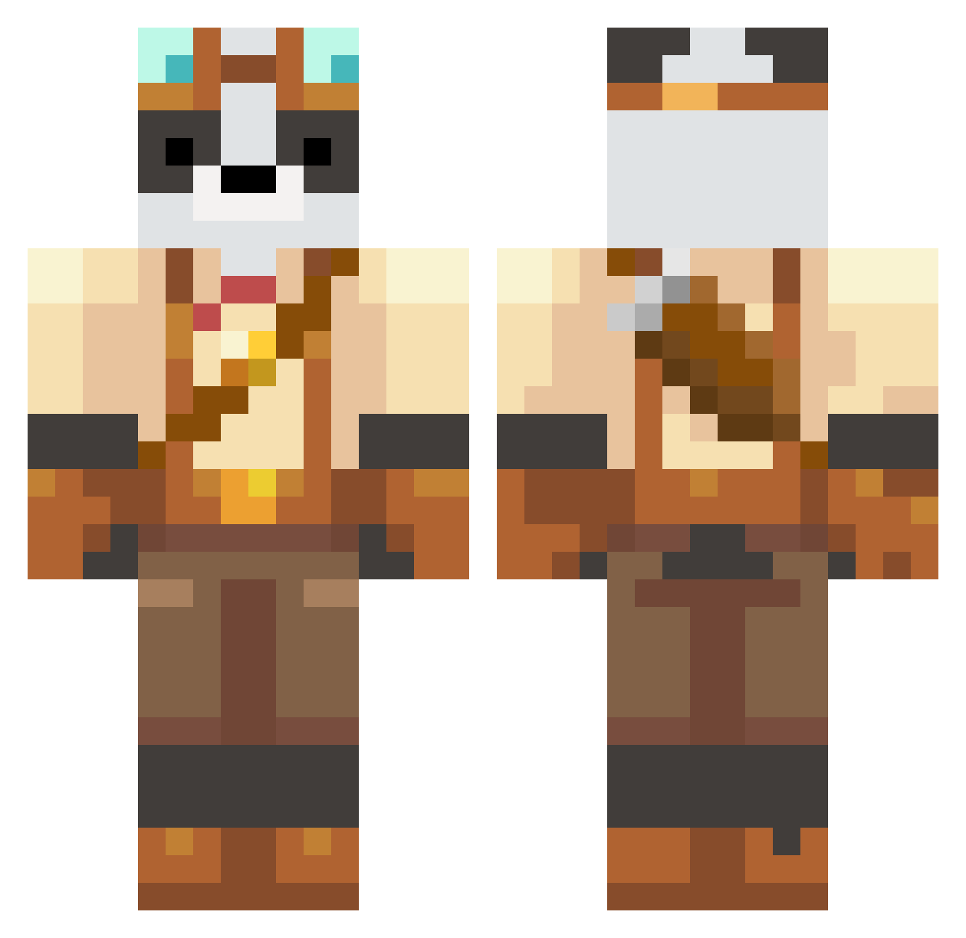 pinkfighter343 Minecraft skin, front and back view