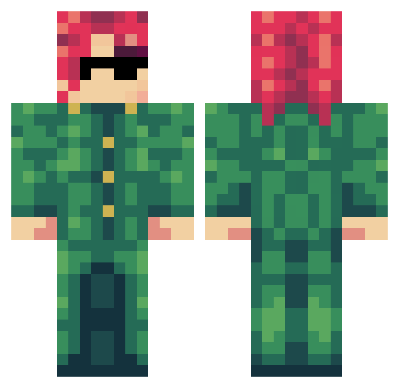 Benbibe777 Minecraft skin, front and back view