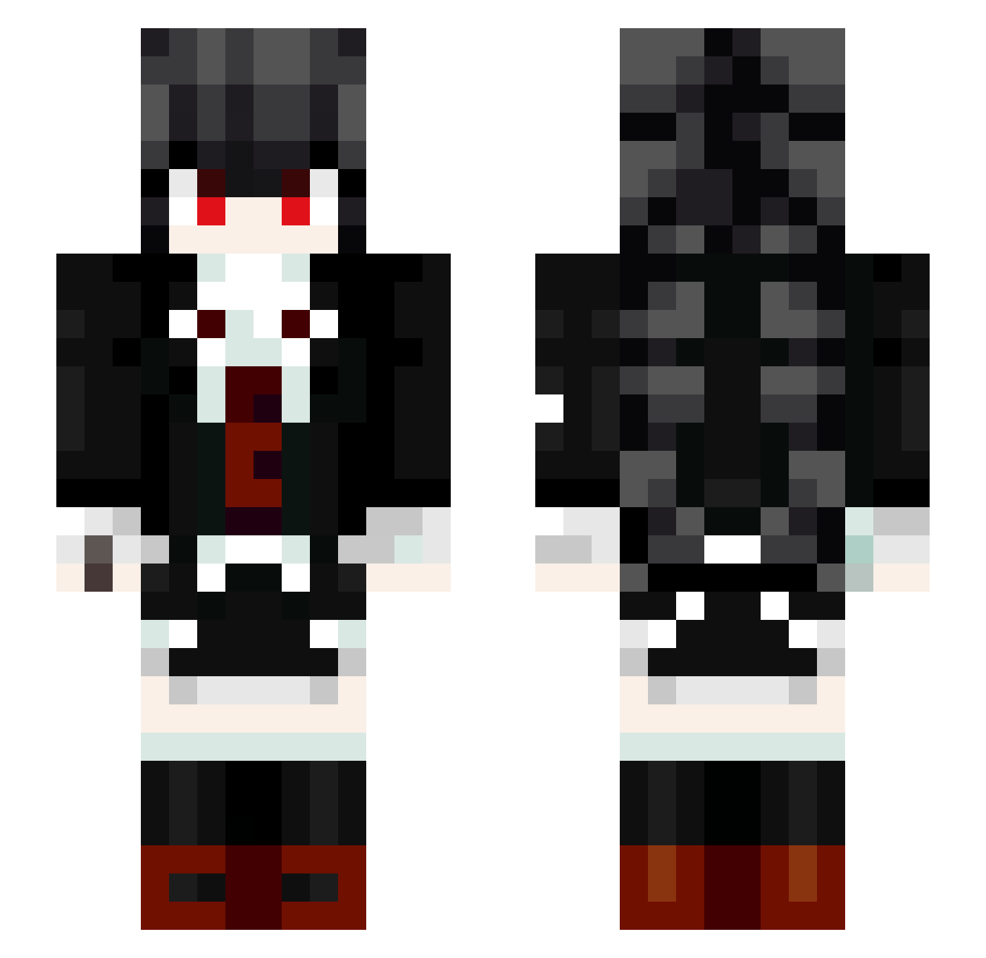 KisaragiFiber Minecraft skin, front and back view