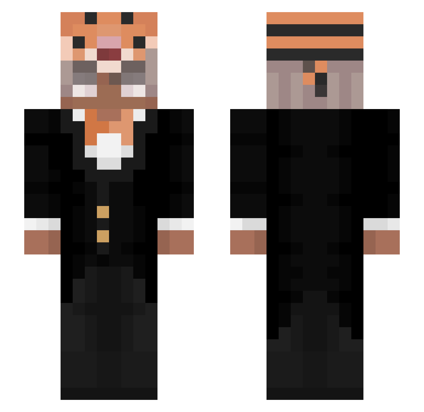 Priqm Minecraft skin, front and back view