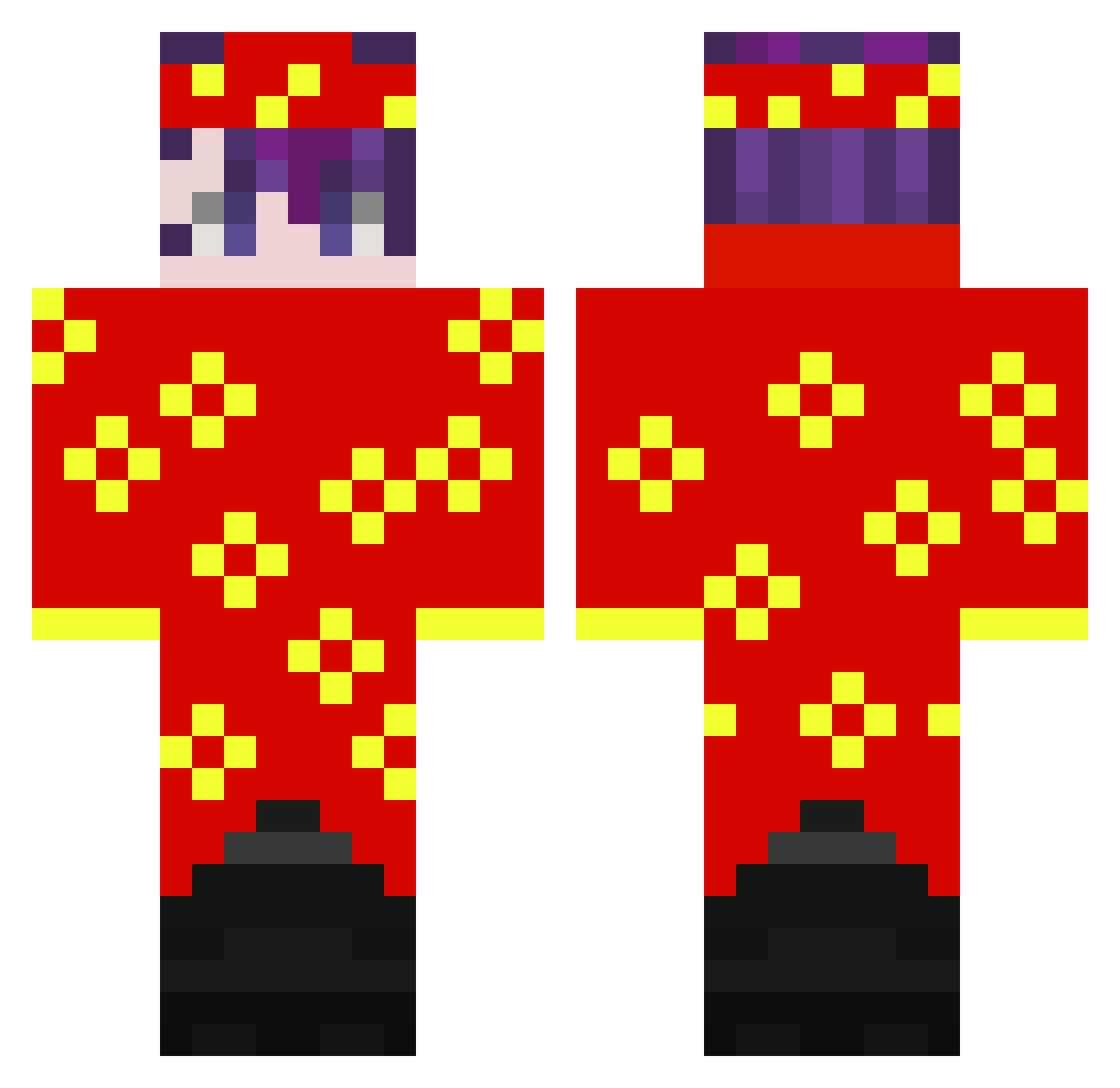YoshiNotPoor Minecraft skin, front and back view
