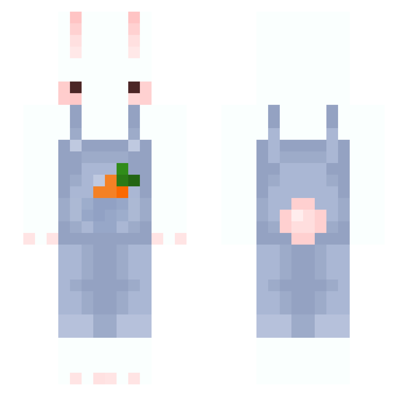 HatsuMiku Minecraft skin, front and back view