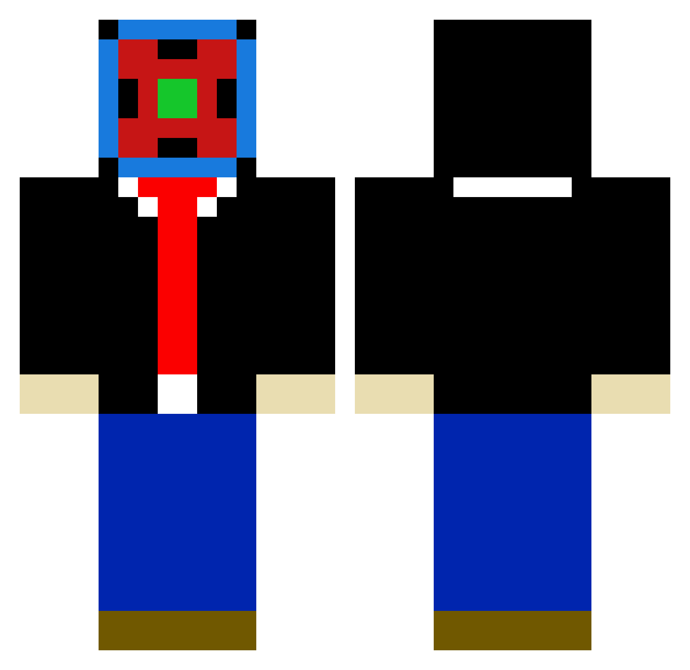 REDXLAZER Minecraft skin, front and back view