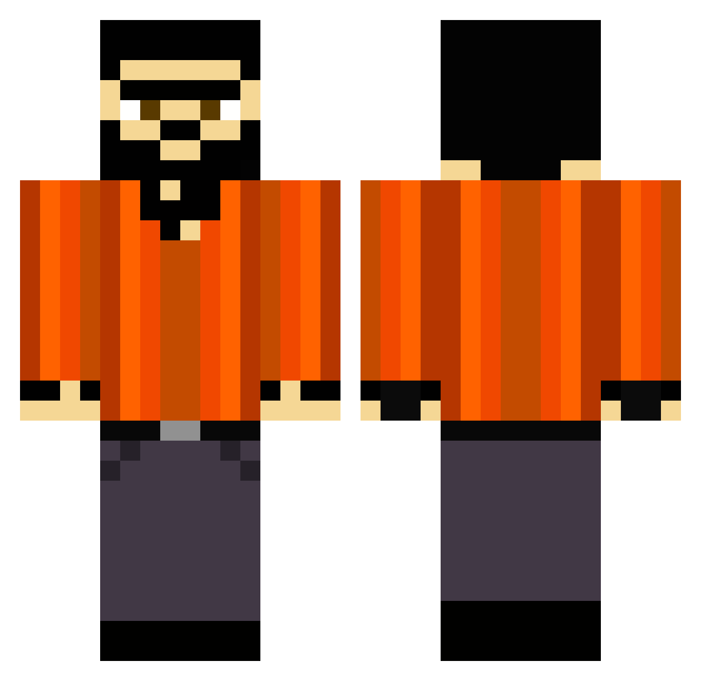 Merdale Minecraft skin, front and back view