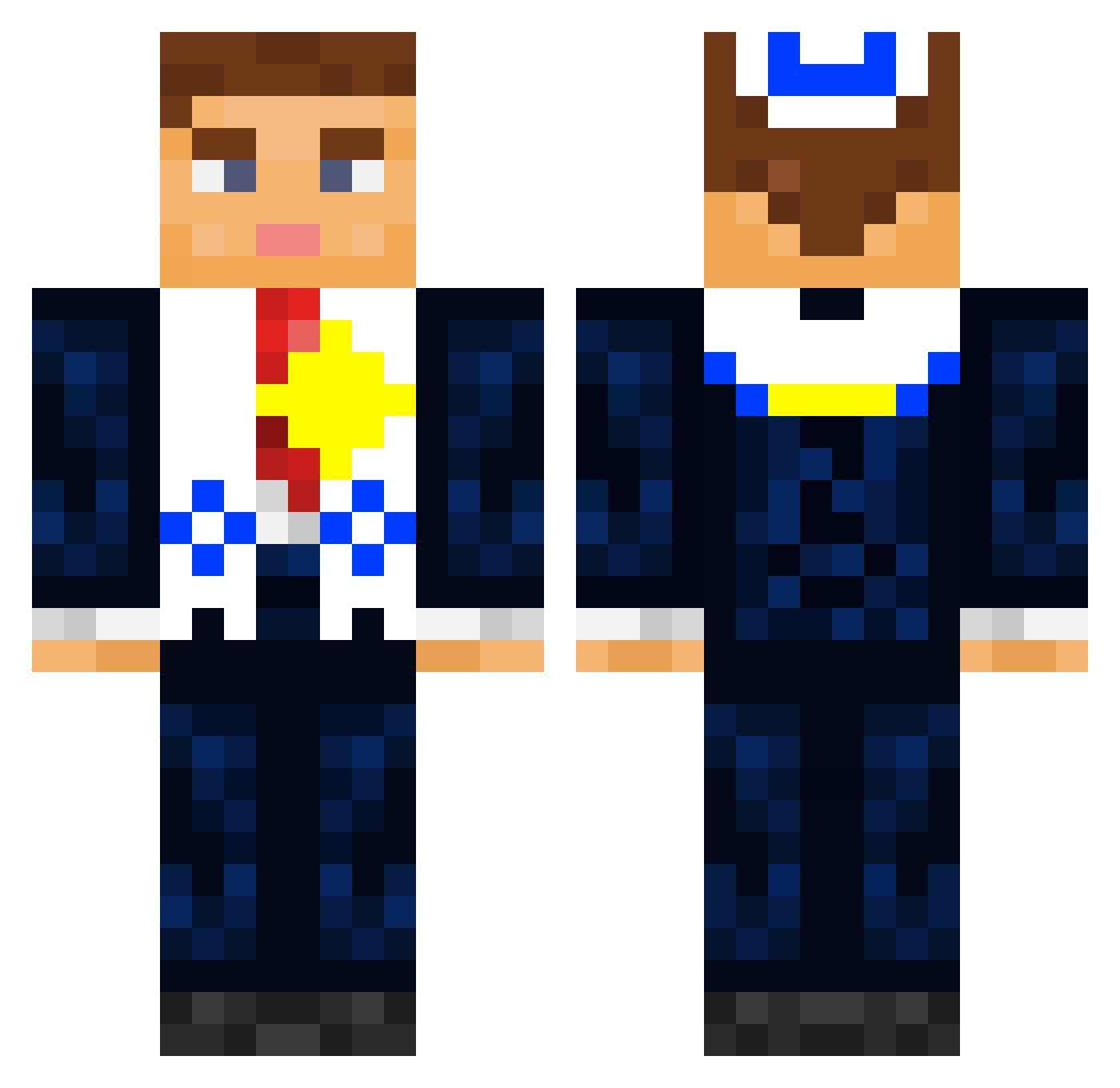 FatDrunk Minecraft skin, front and back view