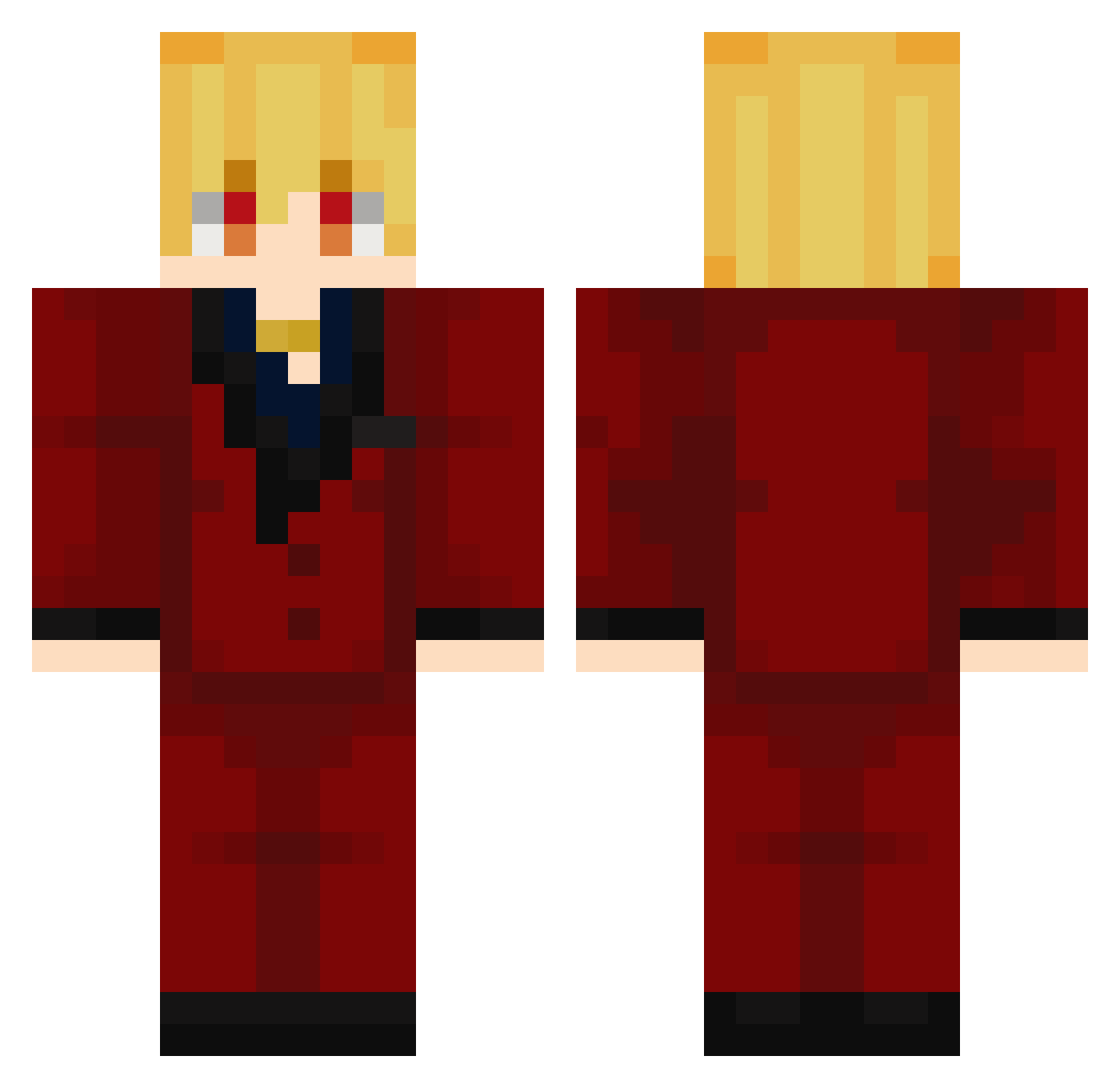 Thombiee Minecraft skin, front and back view