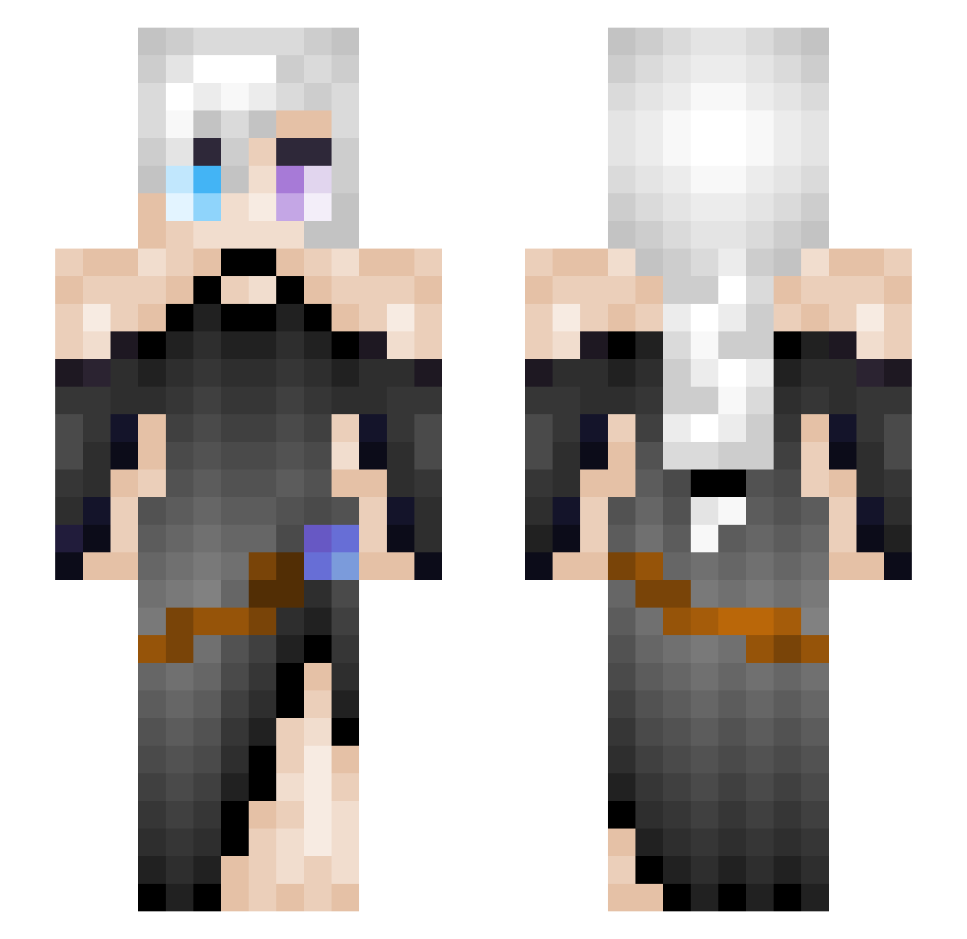 NyxErebe Minecraft skin, front and back view