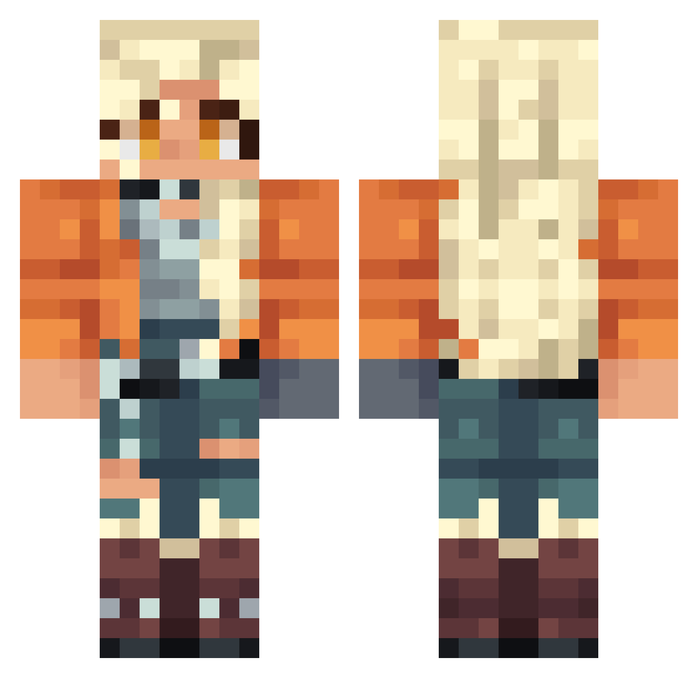pdgc Minecraft skin, front and back view